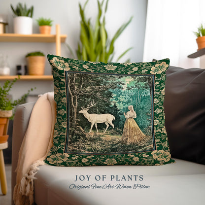 Dreamy Fairytale Forest Woven Tapestry Pillow Decorative Throw Cushion