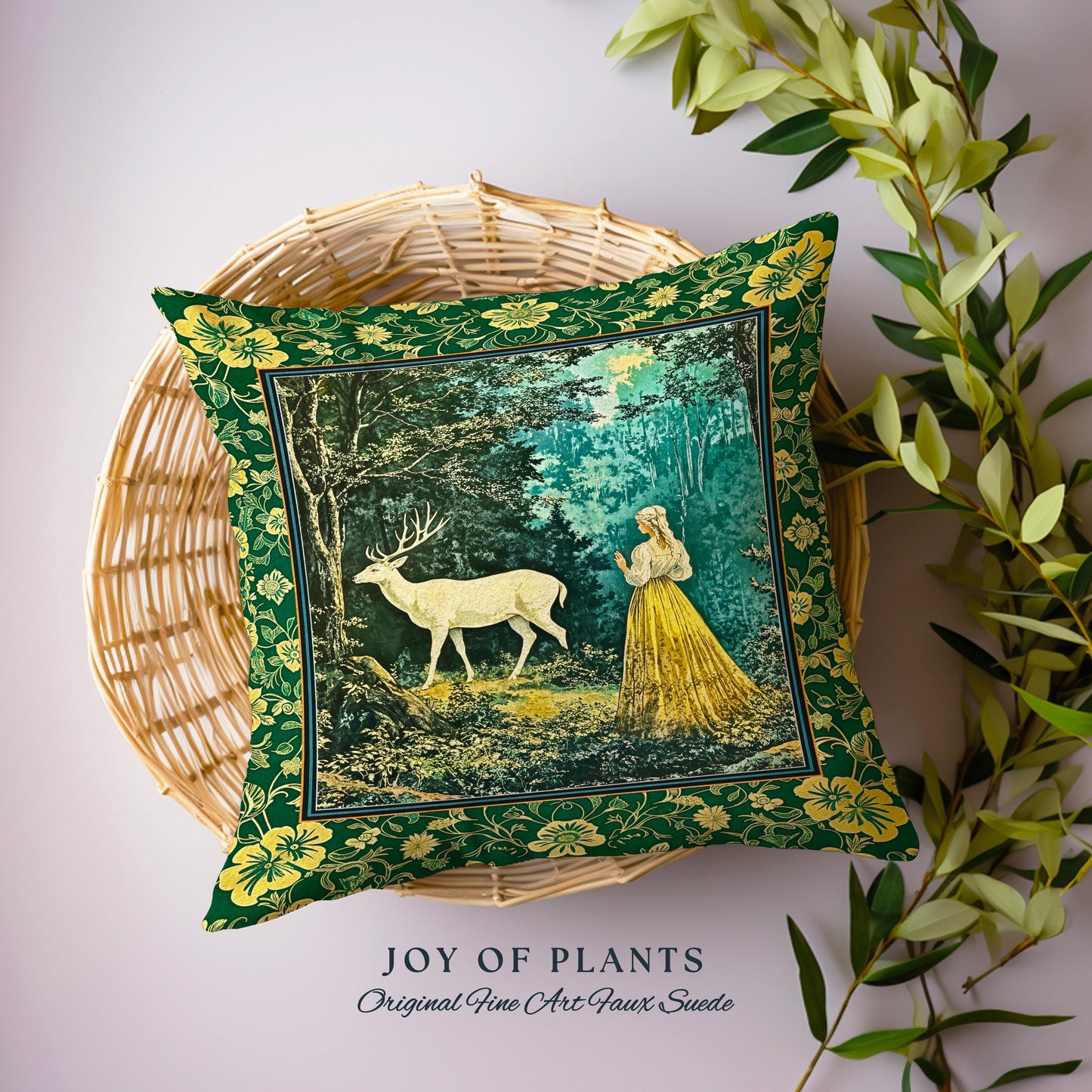 Dreamy Fairytale Forest Woven Tapestry Pillow Decorative Throw Cushion