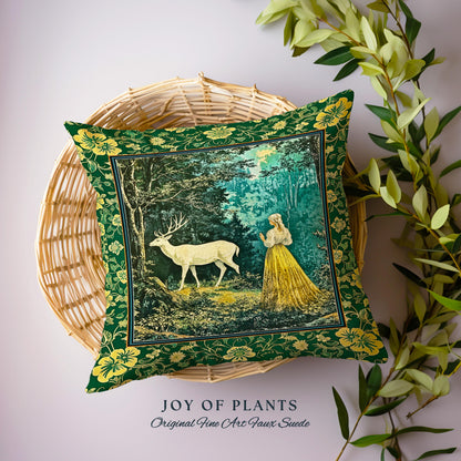Dreamy Fairytale Forest Woven Tapestry Pillow Decorative Throw Cushion