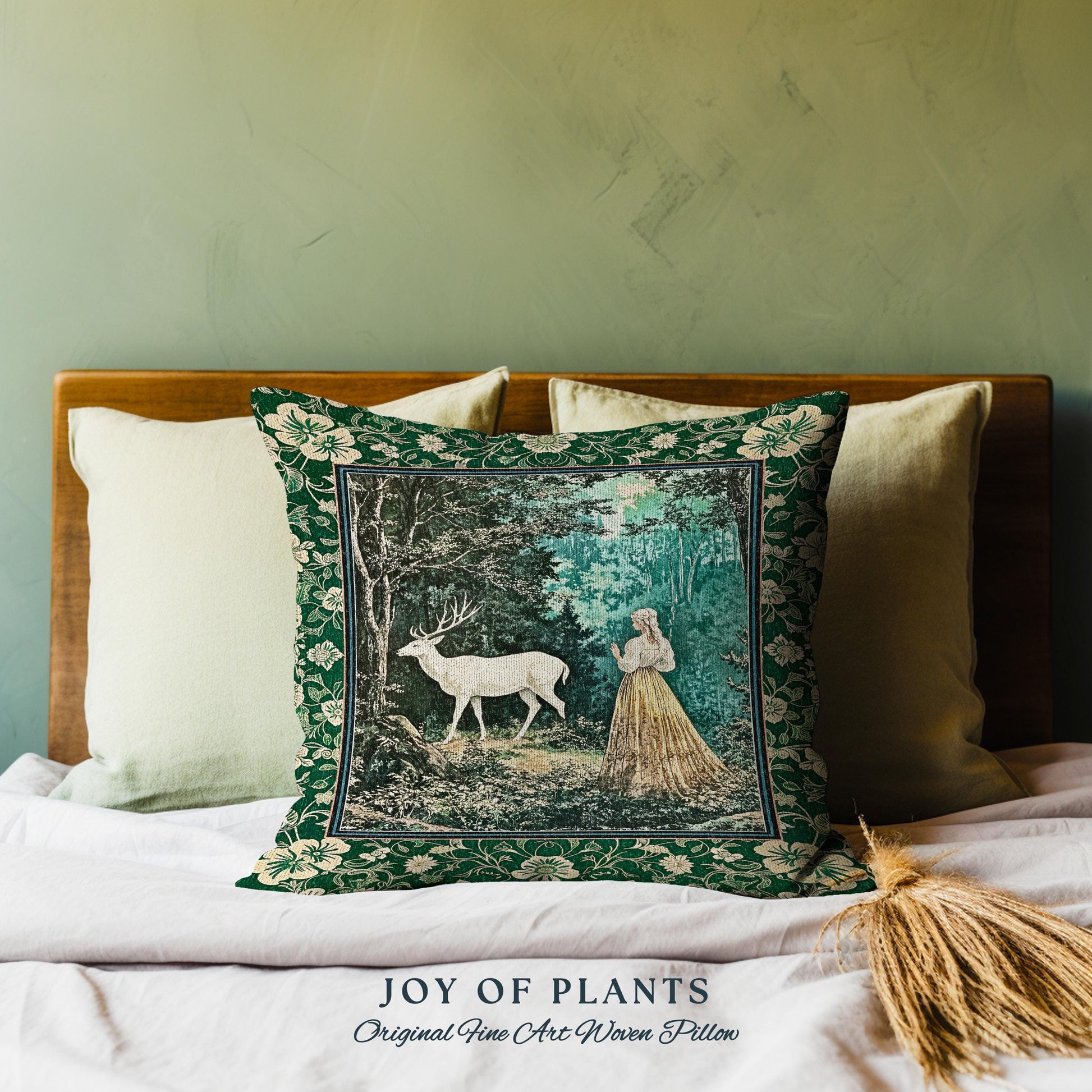 Dreamy Fairytale Forest Woven Tapestry Pillow Decorative Throw Cushion