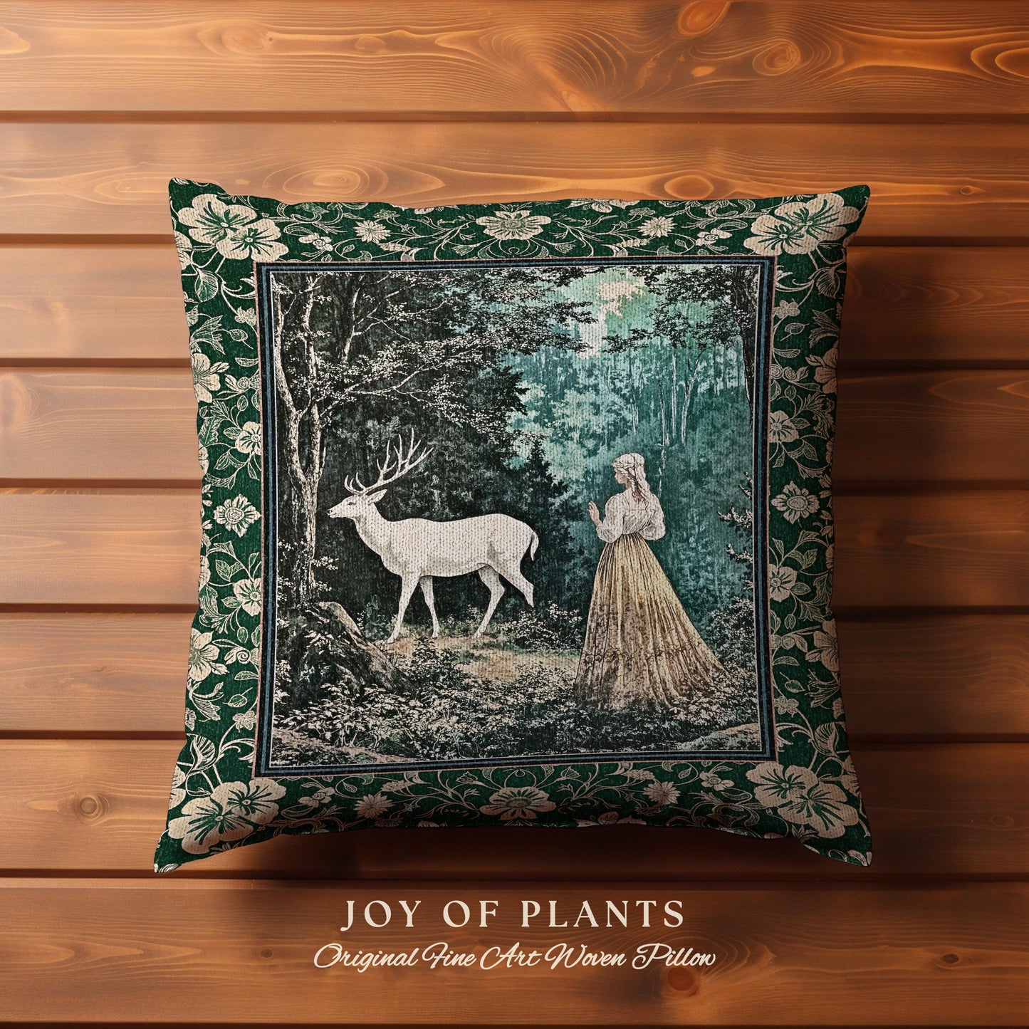 Dreamy Fairytale Forest Woven Tapestry Pillow Decorative Throw Cushion