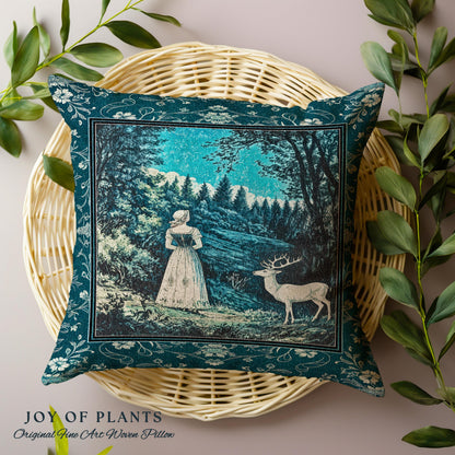 Cerulean Cottagecore Landscape Tapestry Pillow Decorative Throw Cushion