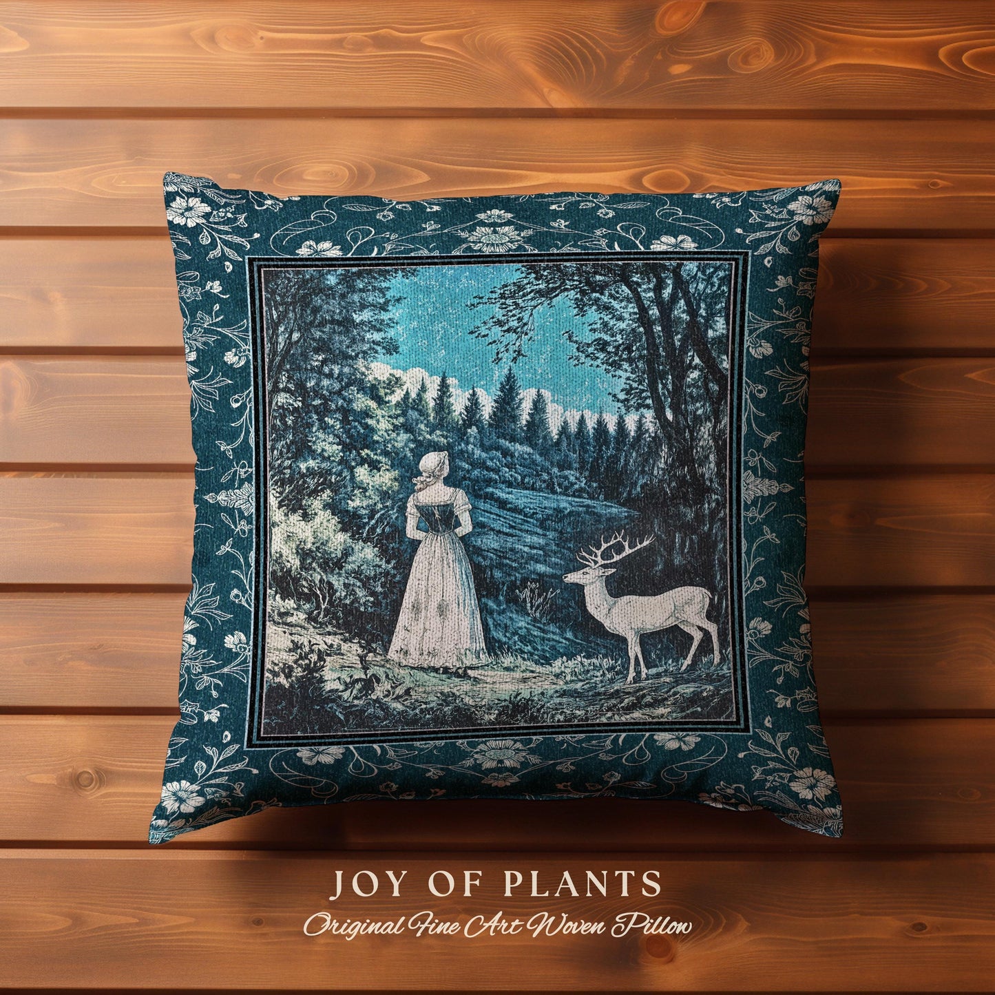 Cerulean Cottagecore Landscape Tapestry Pillow Decorative Throw Cushion