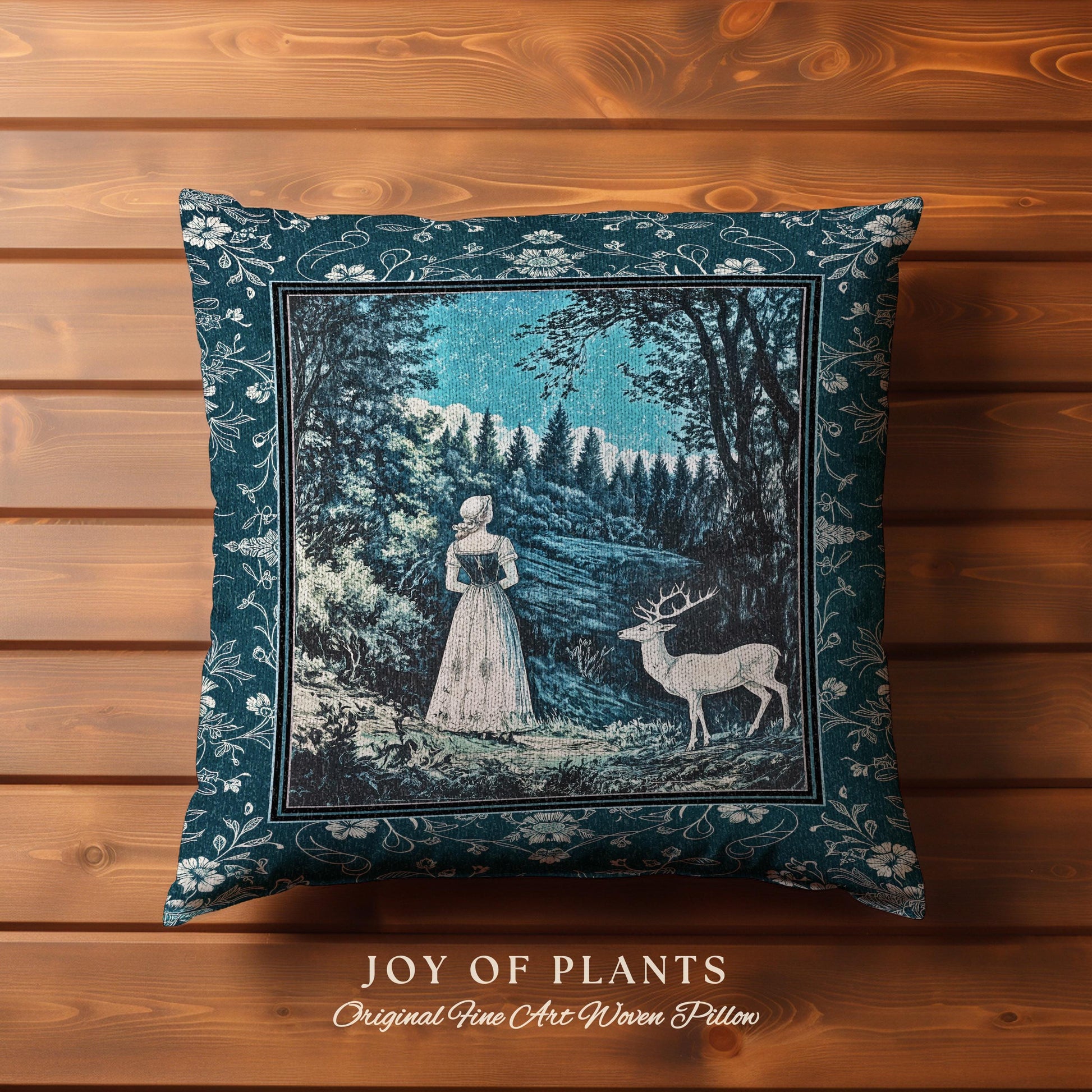 Cerulean Cottagecore Landscape Tapestry Pillow Decorative Throw Cushion