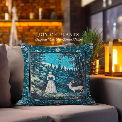 Cerulean Cottagecore Landscape Tapestry Pillow Decorative Throw Cushion