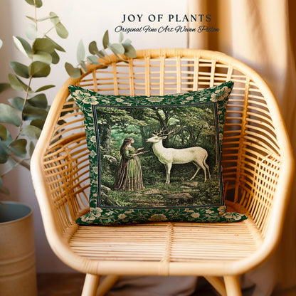 Lush Woodland Folklore Tapestry Pillow Decorative Throw Cushion