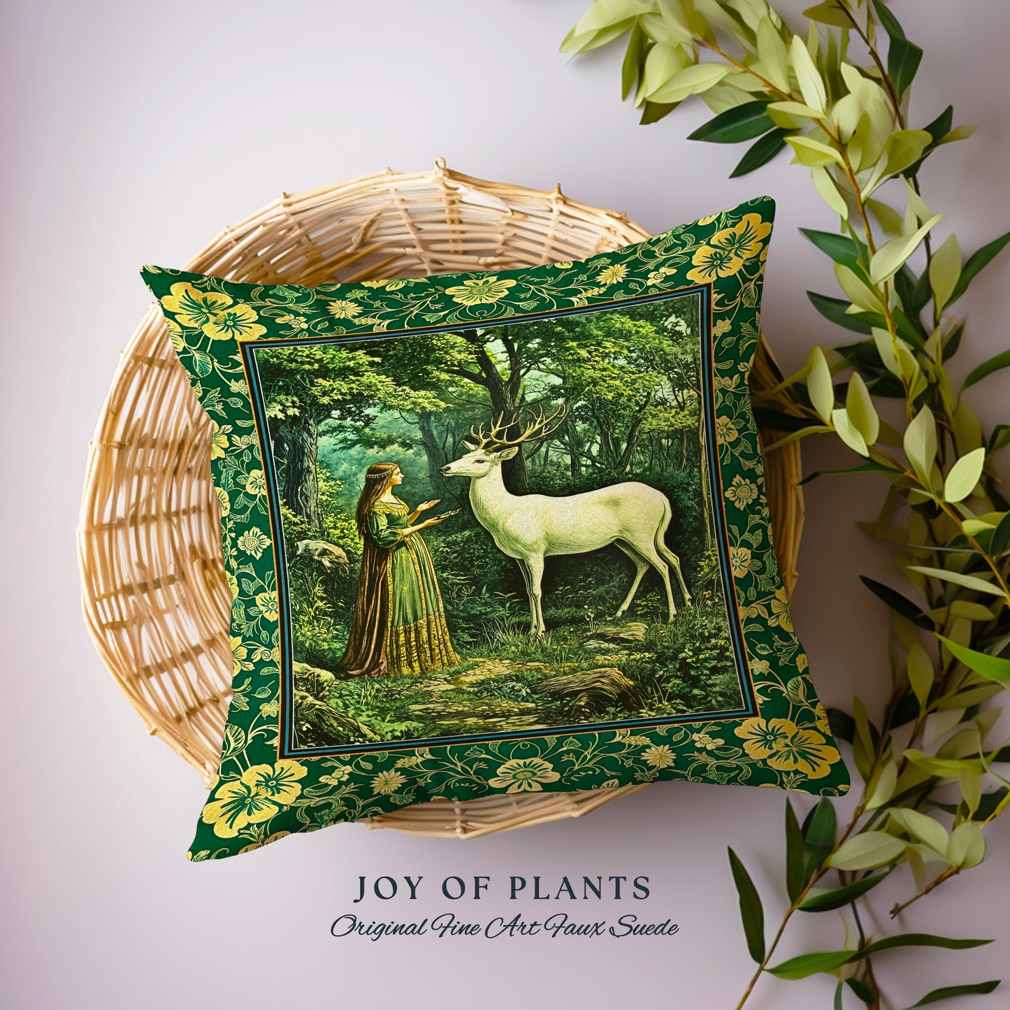 Lush Woodland Folklore Tapestry Pillow Decorative Throw Cushion