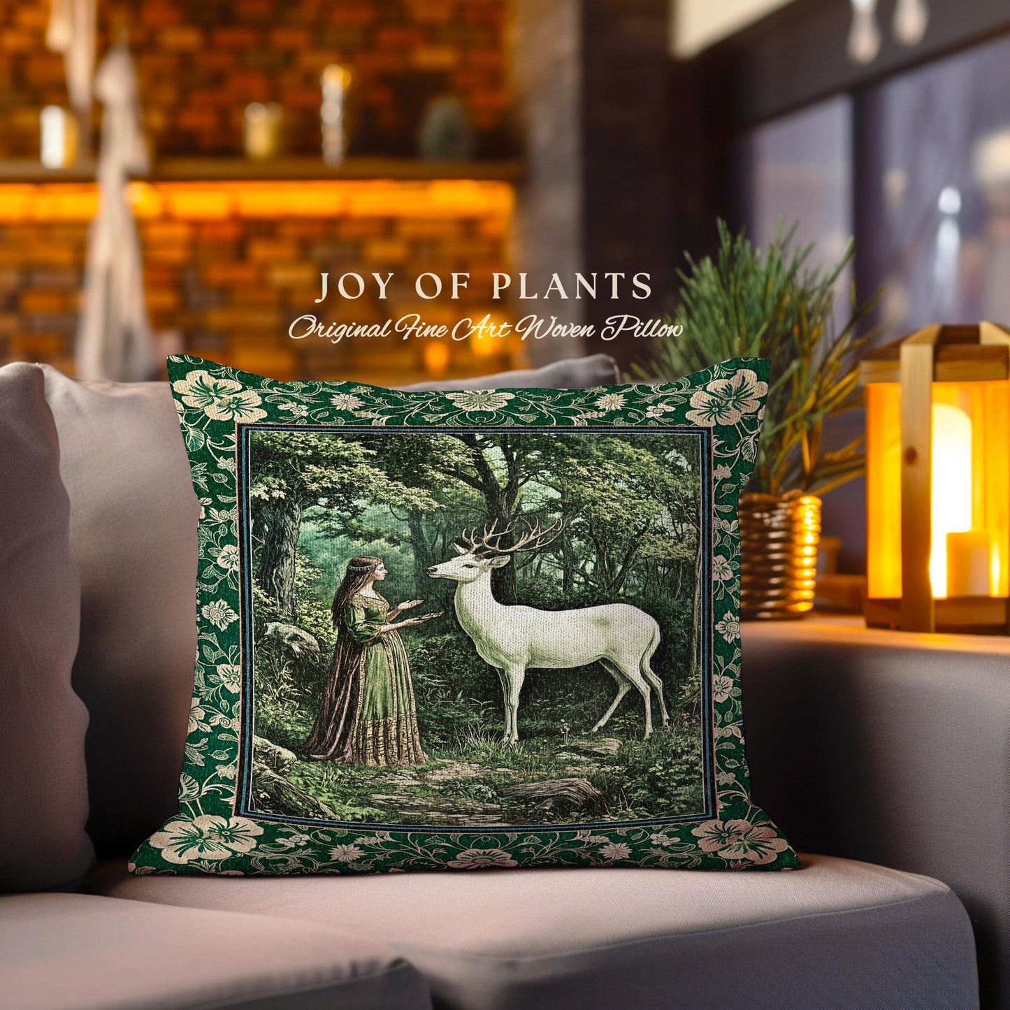 Lush Woodland Folklore Tapestry Pillow Decorative Throw Cushion