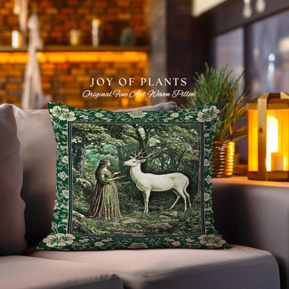 Lush Woodland Folklore Tapestry Pillow Decorative Throw Cushion