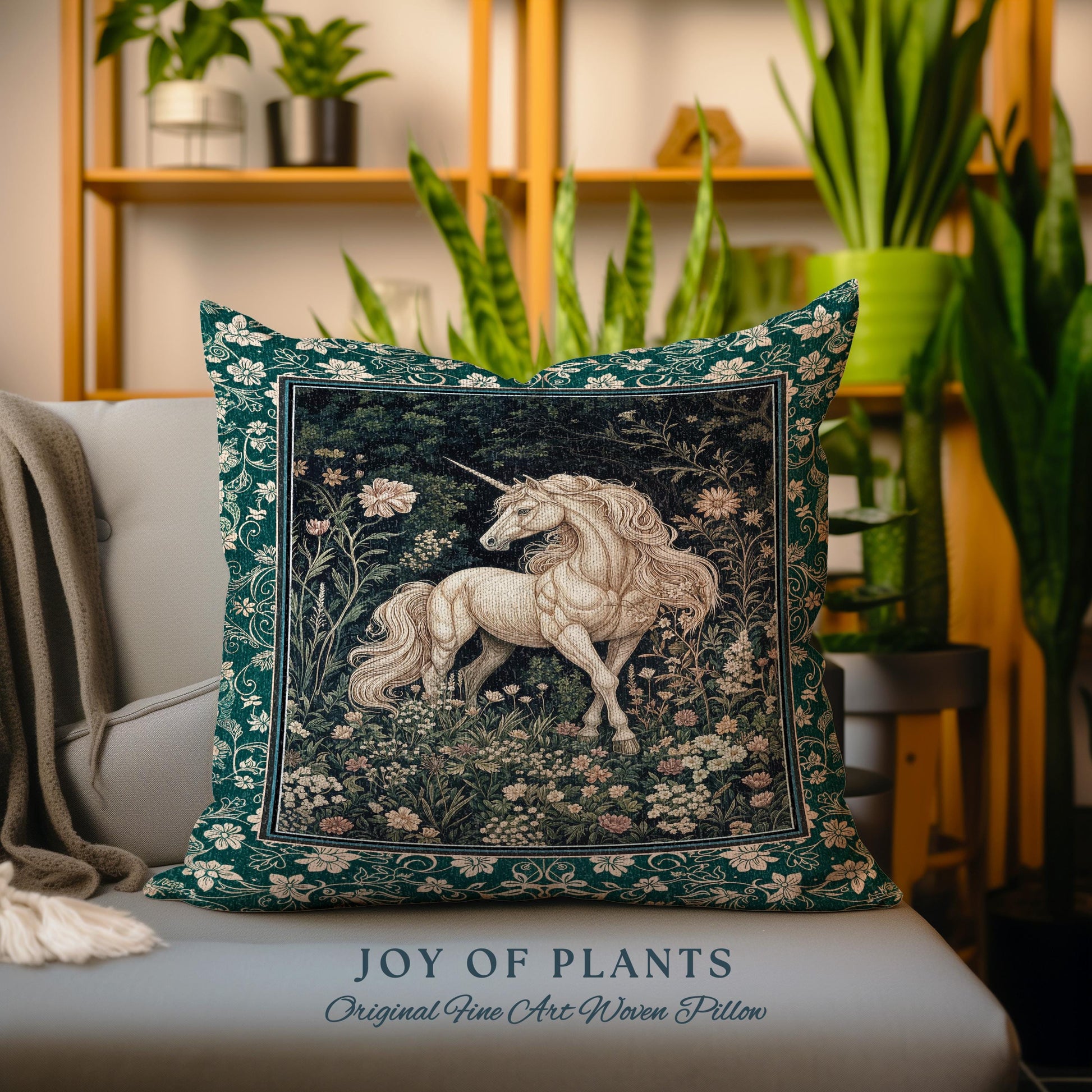 Magic Medieval Unicorn Decorative Cushion Tapestry Throw Pillow