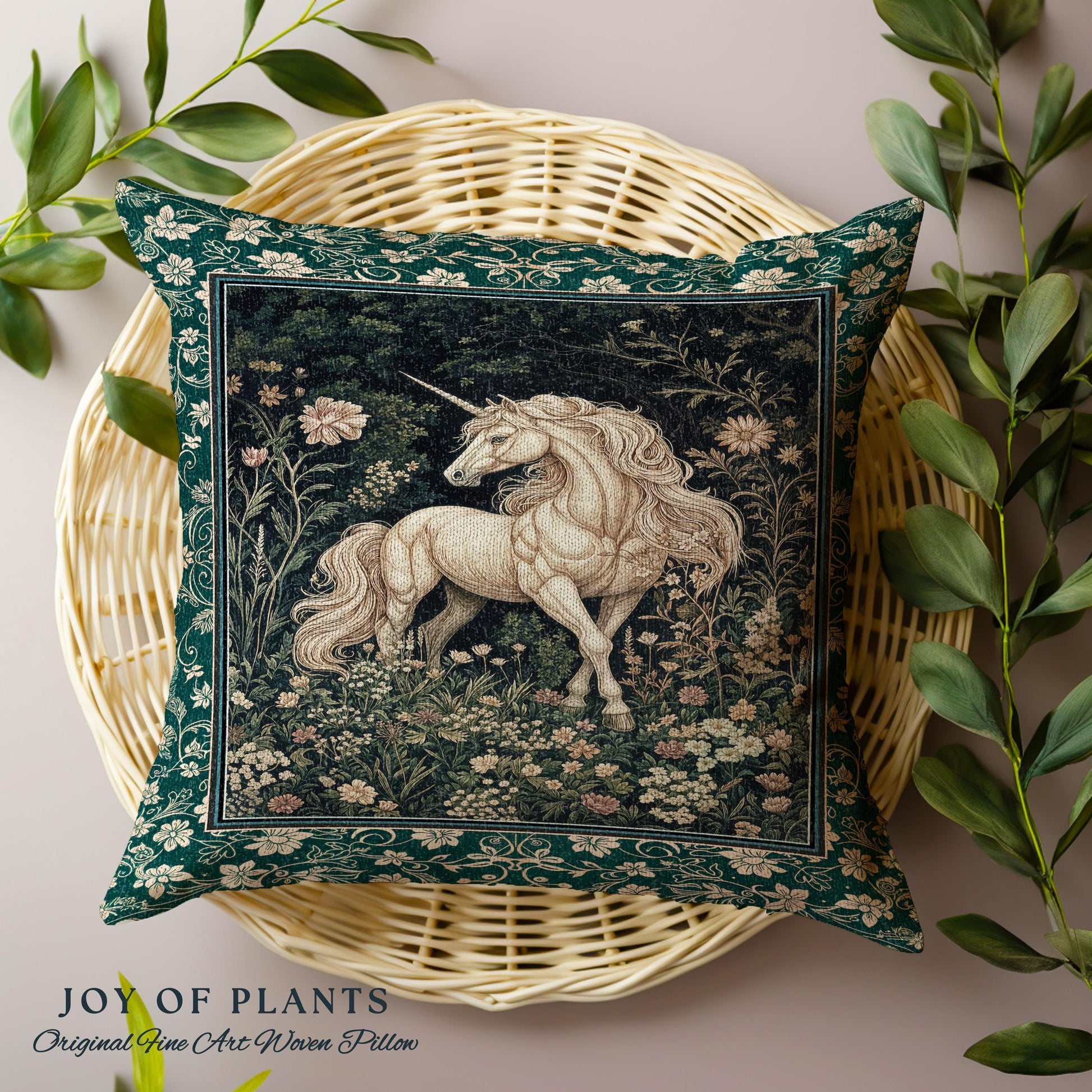 Magic Medieval Unicorn Decorative Cushion Tapestry Throw Pillow