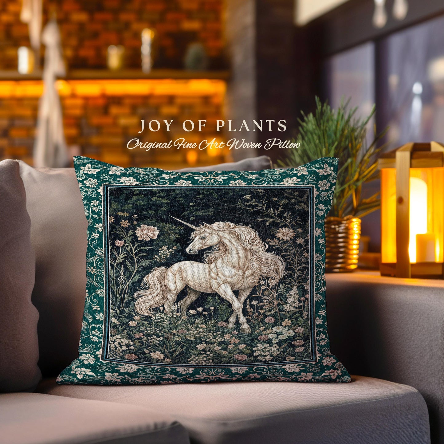 Magic Medieval Unicorn Decorative Cushion Tapestry Throw Pillow
