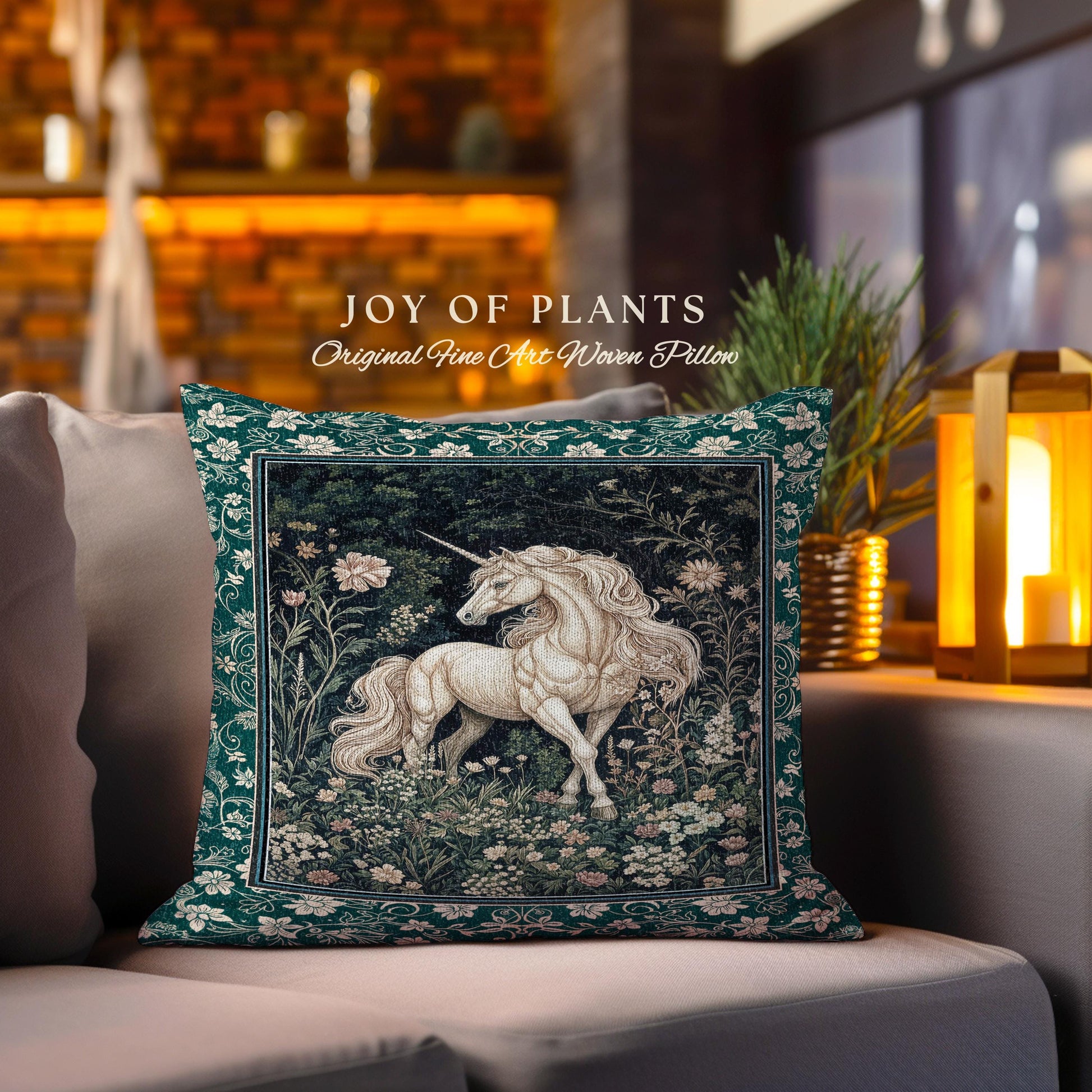 Magic Medieval Unicorn Decorative Cushion Tapestry Throw Pillow