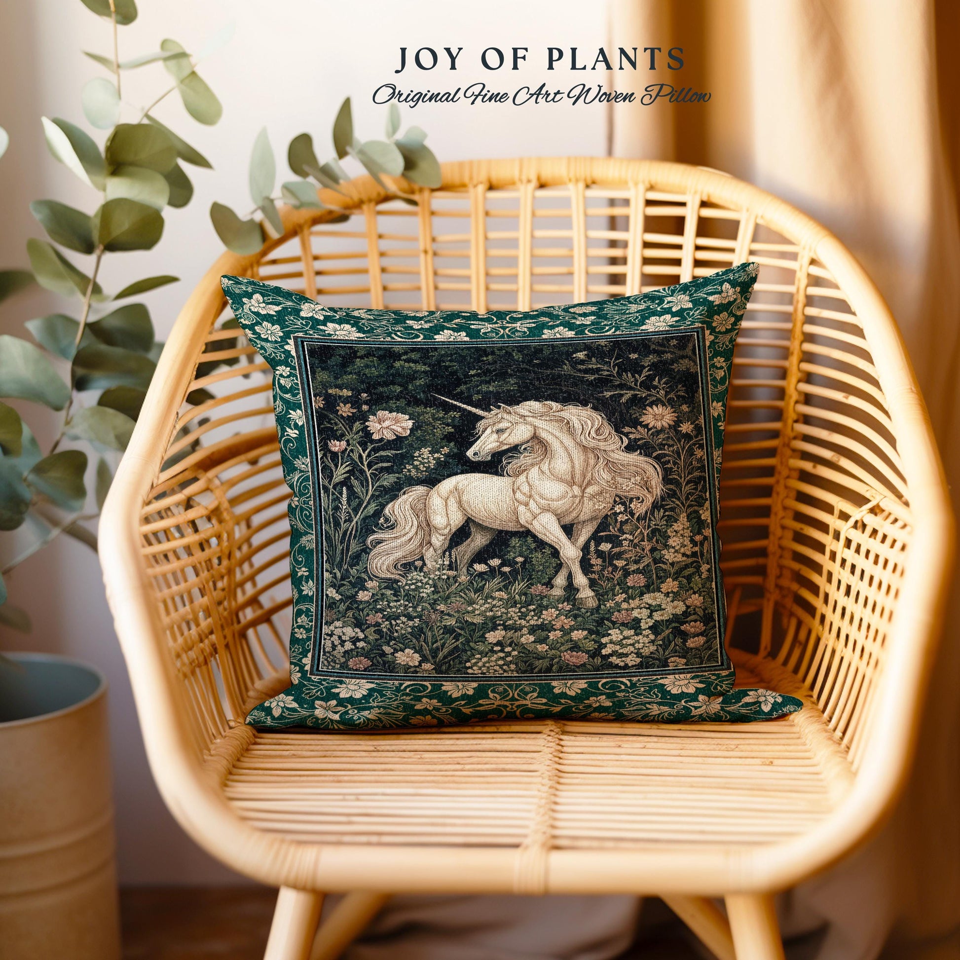 Magic Medieval Unicorn Decorative Cushion Tapestry Throw Pillow