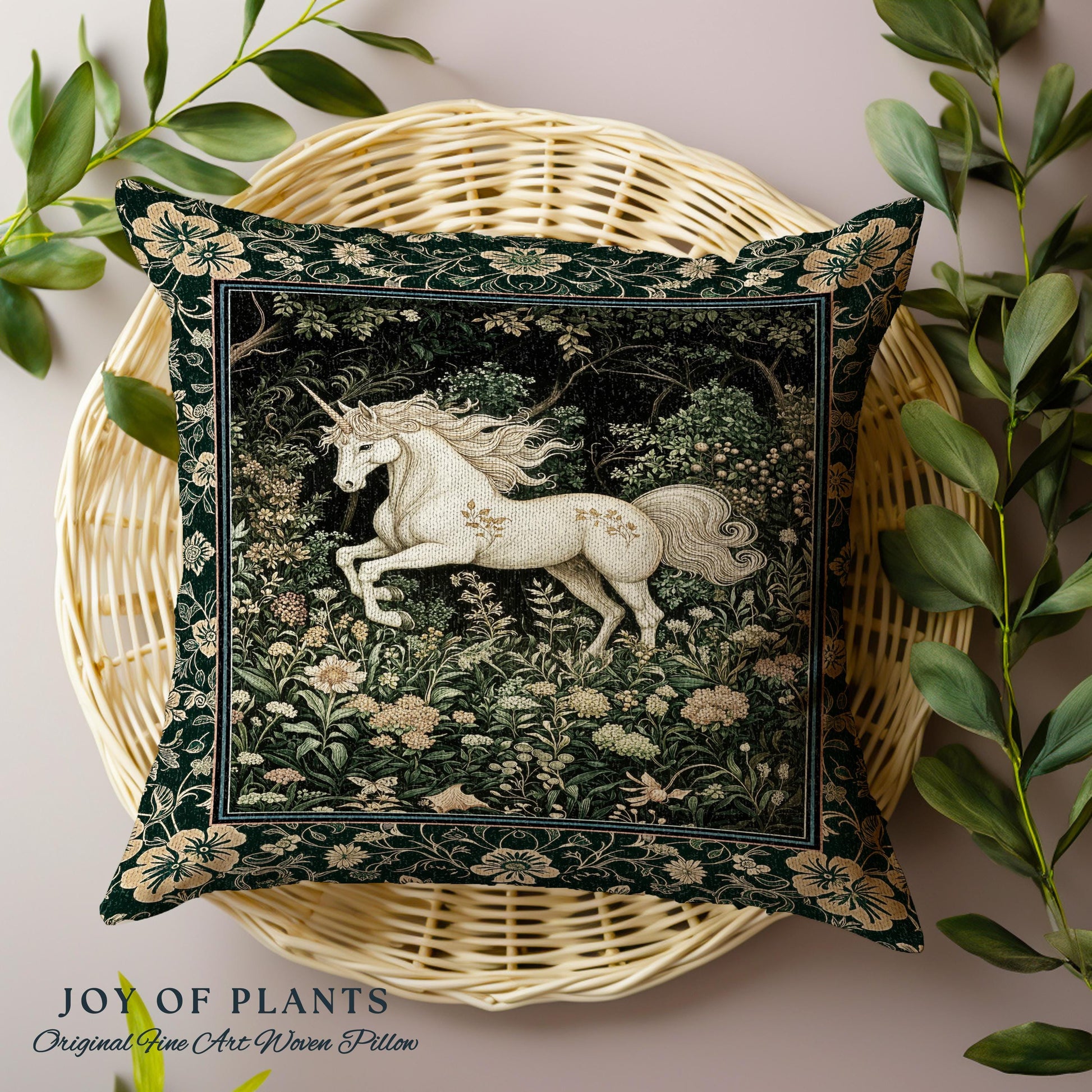 Earthy Ethereal Unicorn Tapestry Pillow Decorative Throw Cushion