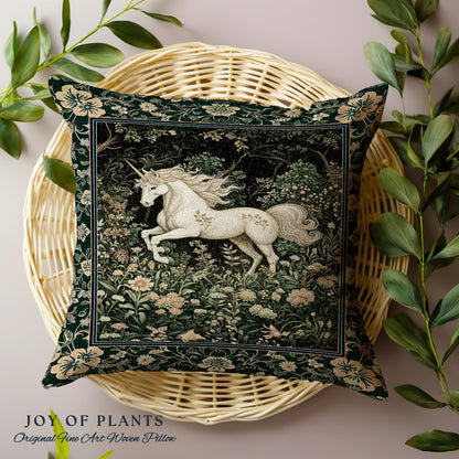 Earthy Ethereal Unicorn Tapestry Pillow Decorative Throw Cushion