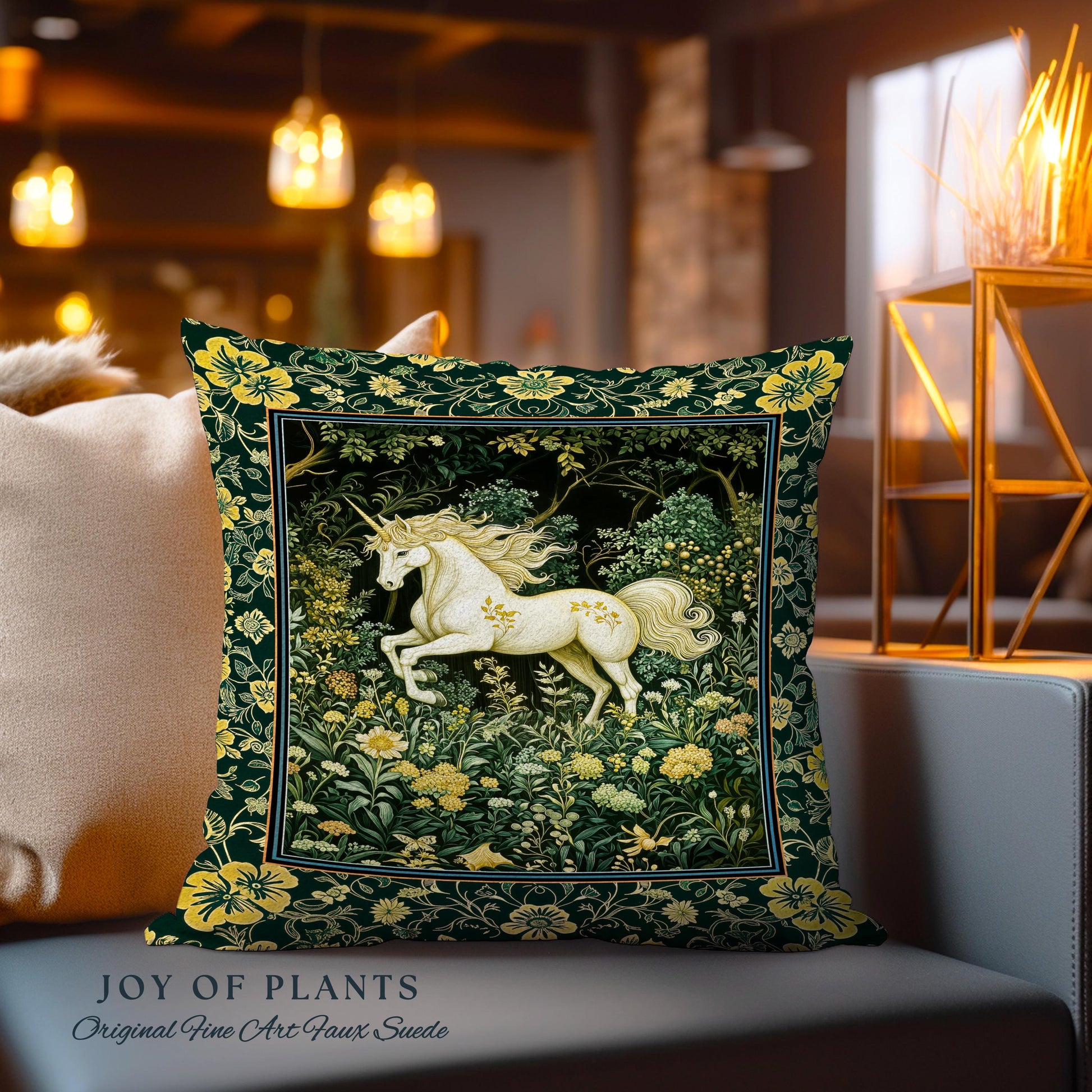 Earthy Ethereal Unicorn Tapestry Pillow Decorative Throw Cushion
