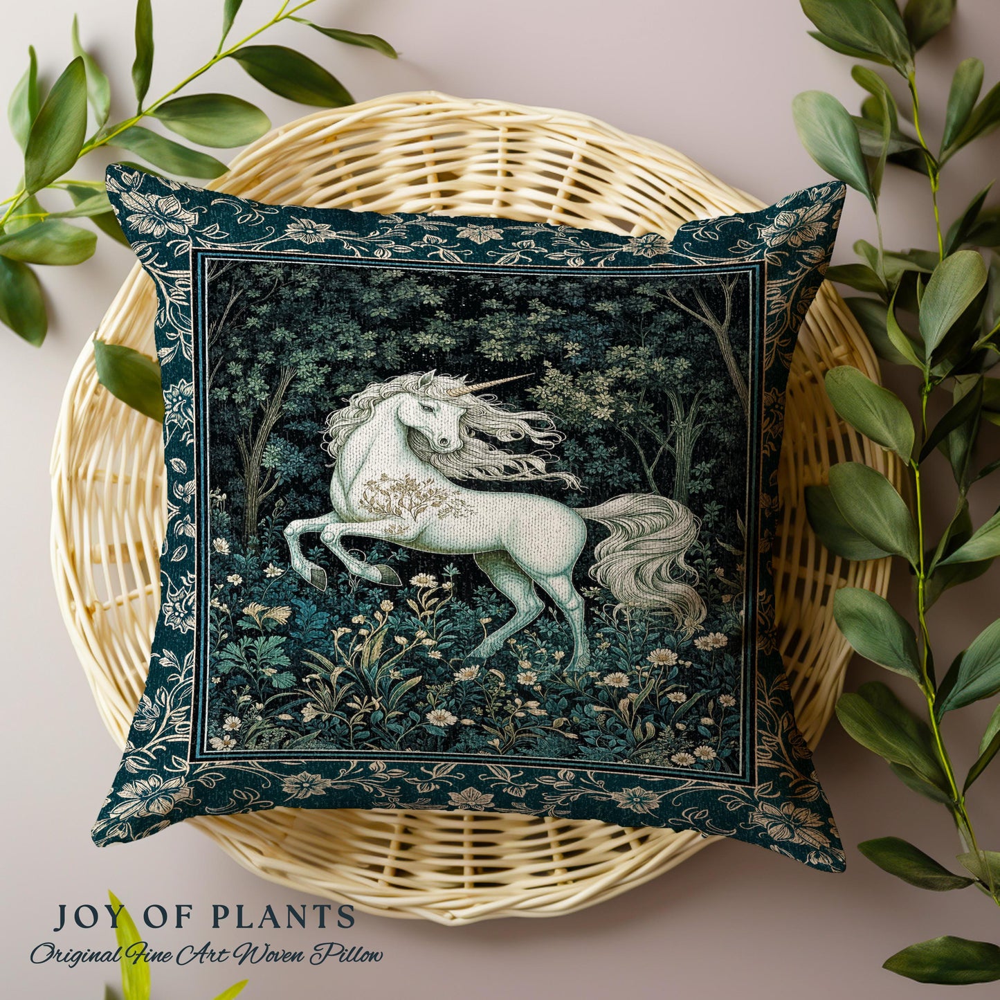 Enchanted Meadow Unicorn Decorative Cushion Tapestry Throw Pillow