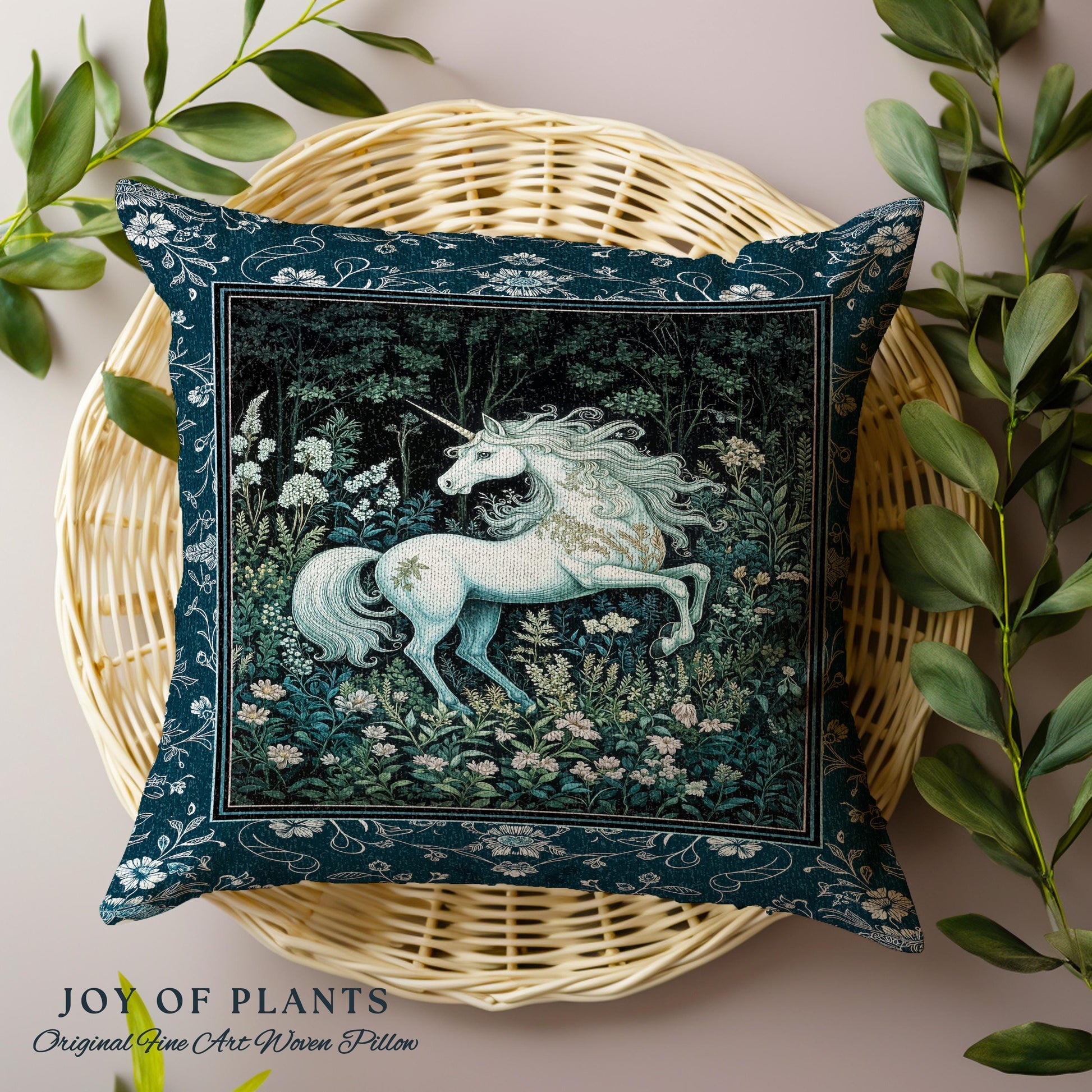 Midnight Magic Unicorn Tapestry Pillow Decorative Throw Cushion