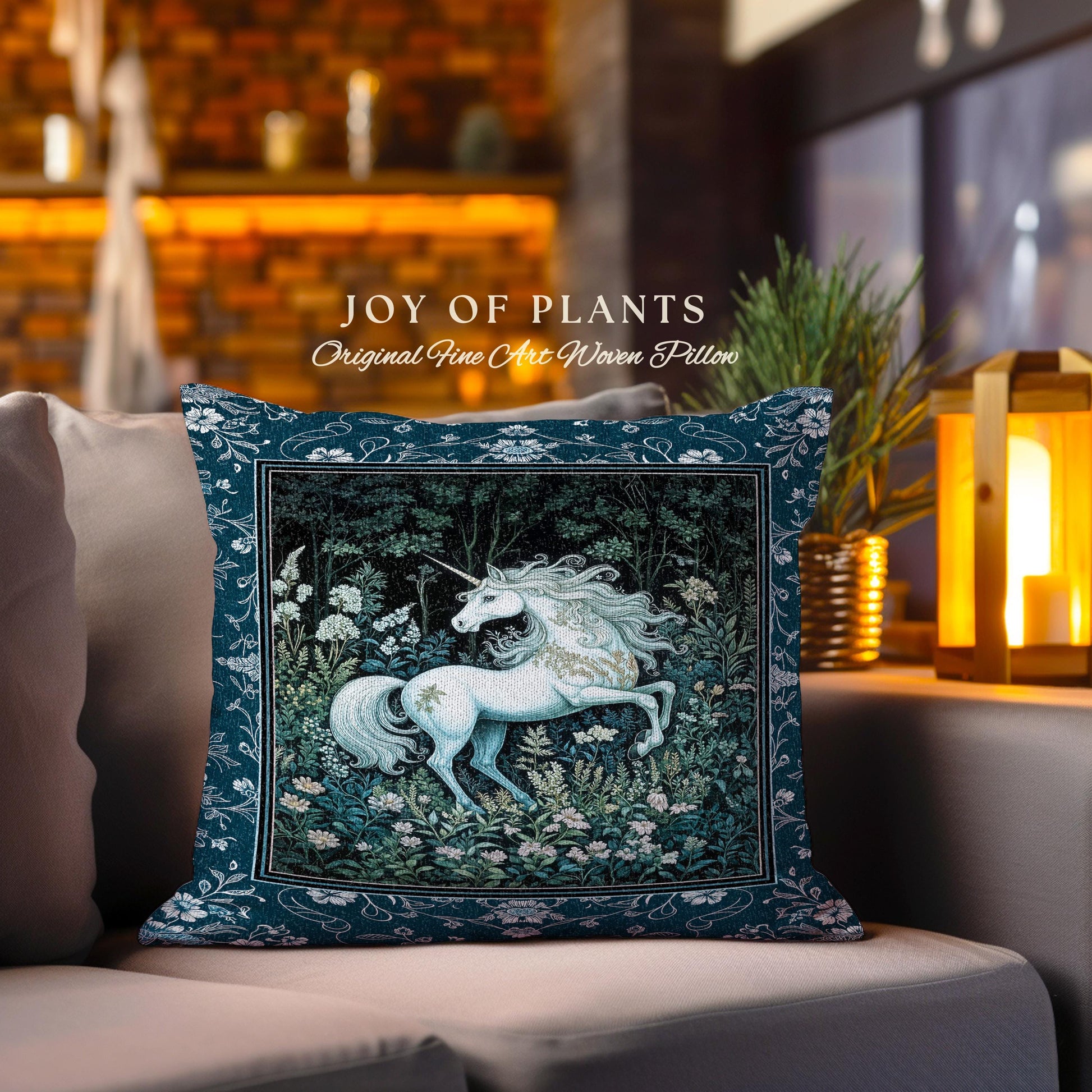 Midnight Magic Unicorn Tapestry Pillow Decorative Throw Cushion