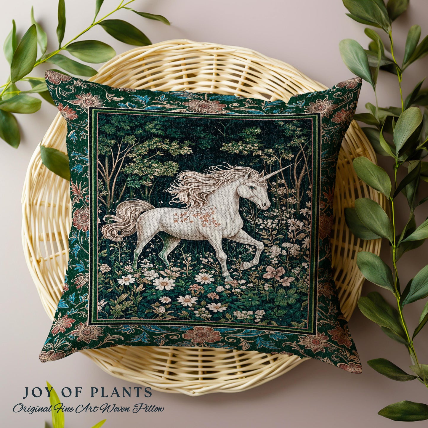 Storybook Aesthetic Mystic Unicorn Decorative Cushion Tapestry Throw Pillow