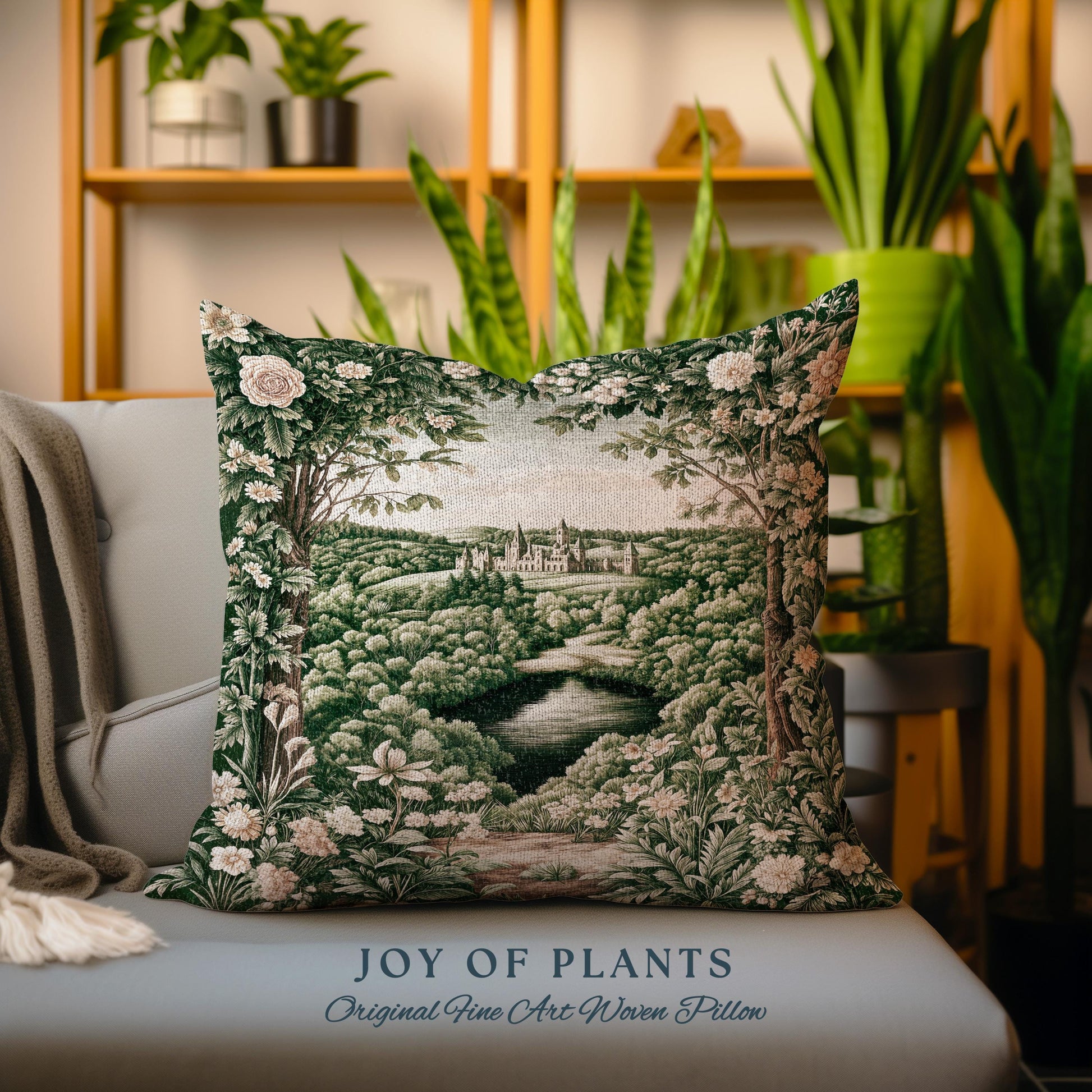 Castle Landscape Botanical Decorative Cushion Tapestry Throw Pillow