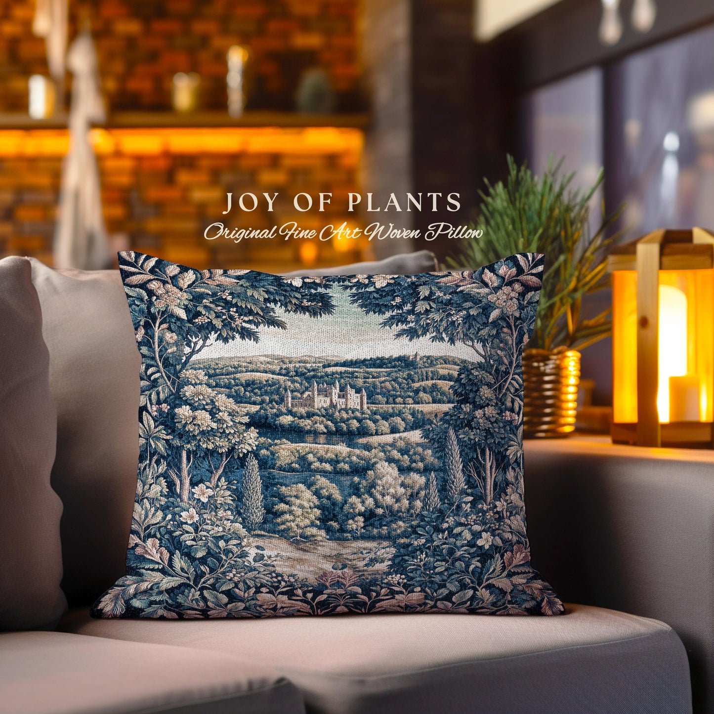 Elegant Rococo Landscape Botanical Tapestry Pillow Decorative Throw Cushion