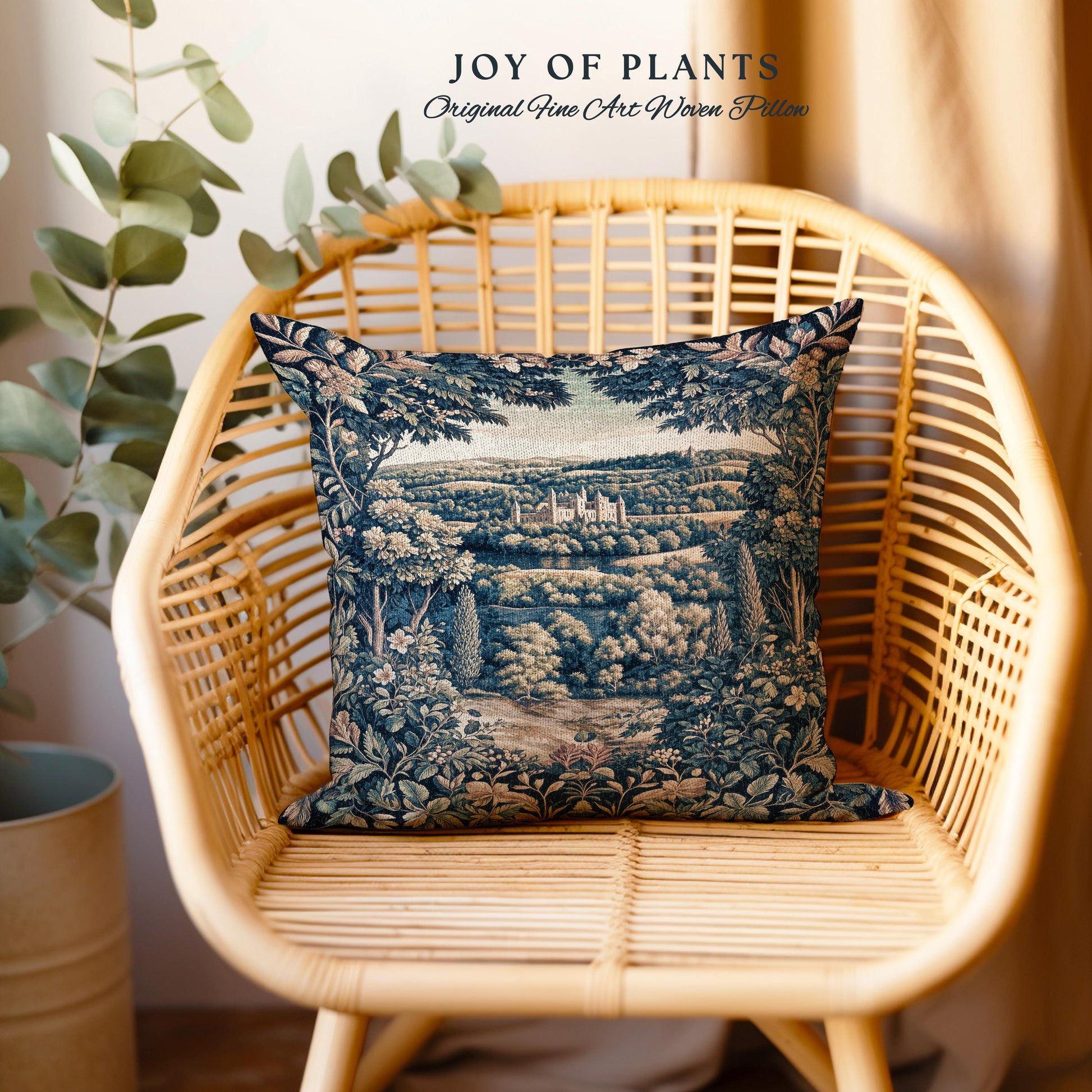 Elegant Rococo Landscape Botanical Tapestry Pillow Decorative Throw Cushion