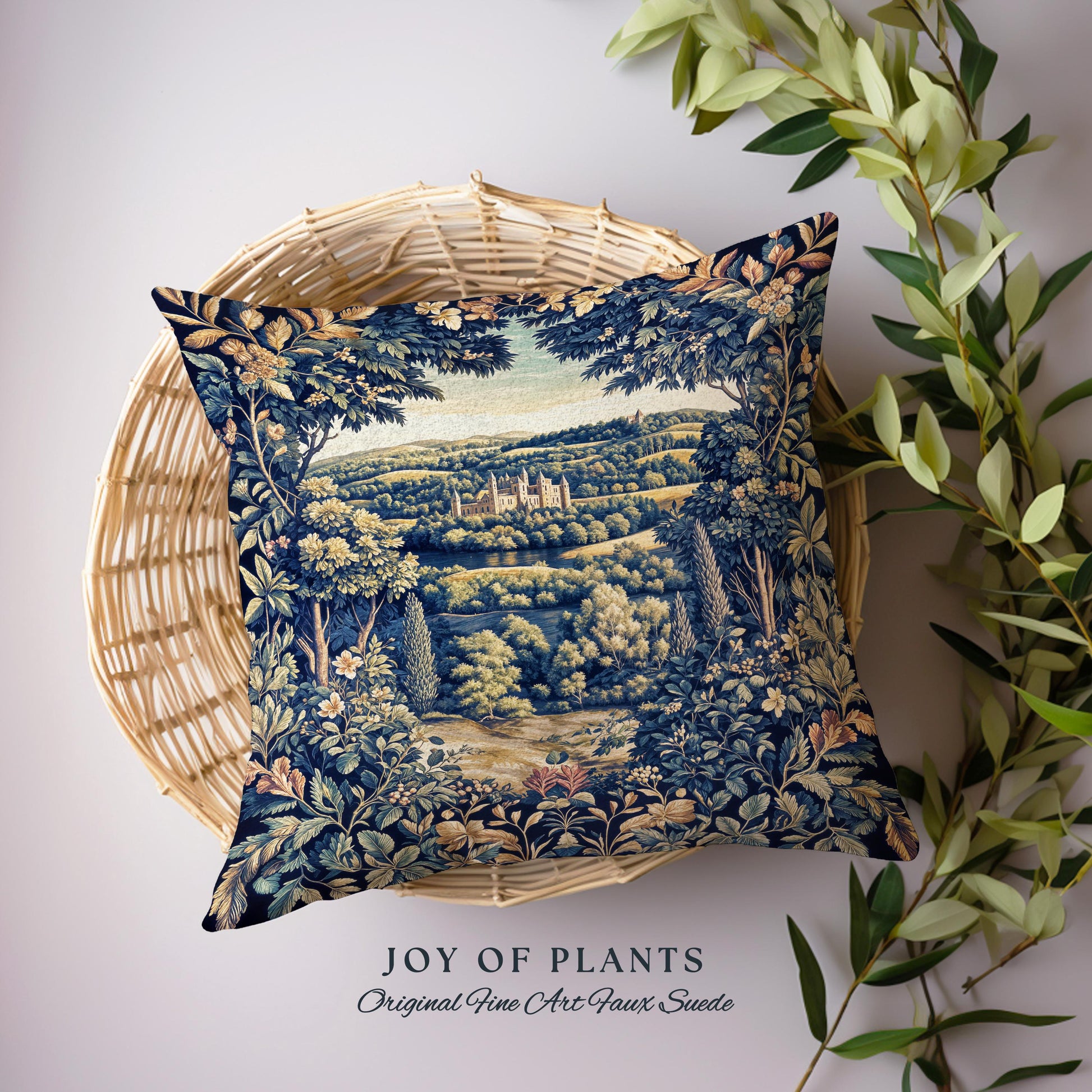 Elegant Rococo Landscape Botanical Tapestry Pillow Decorative Throw Cushion