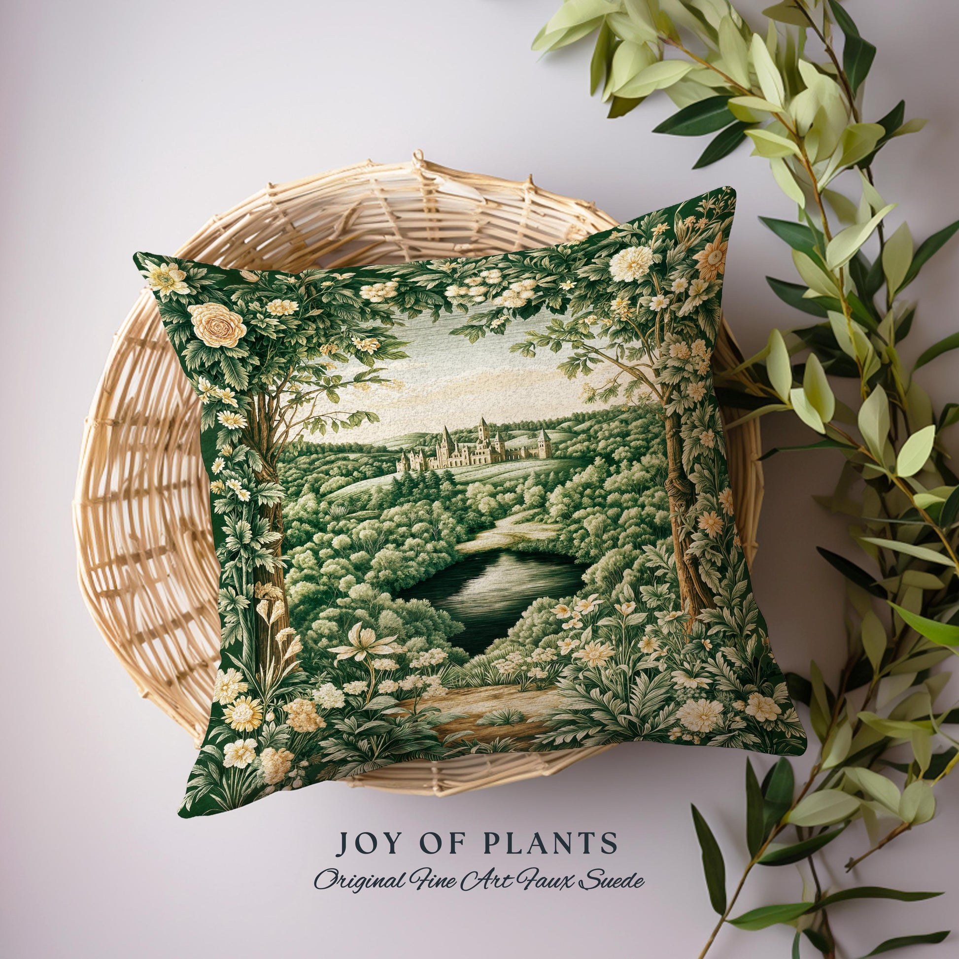 Castle Landscape Botanical Decorative Cushion Tapestry Throw Pillow