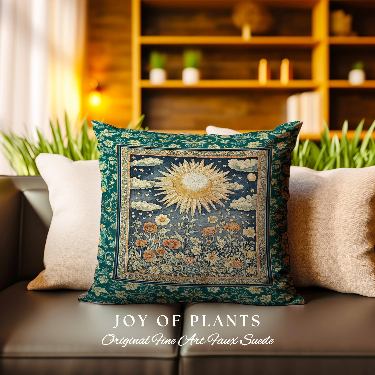 Maximalist Sun Goddess Decorative Tree Cushion Tapestry Throw Pillow