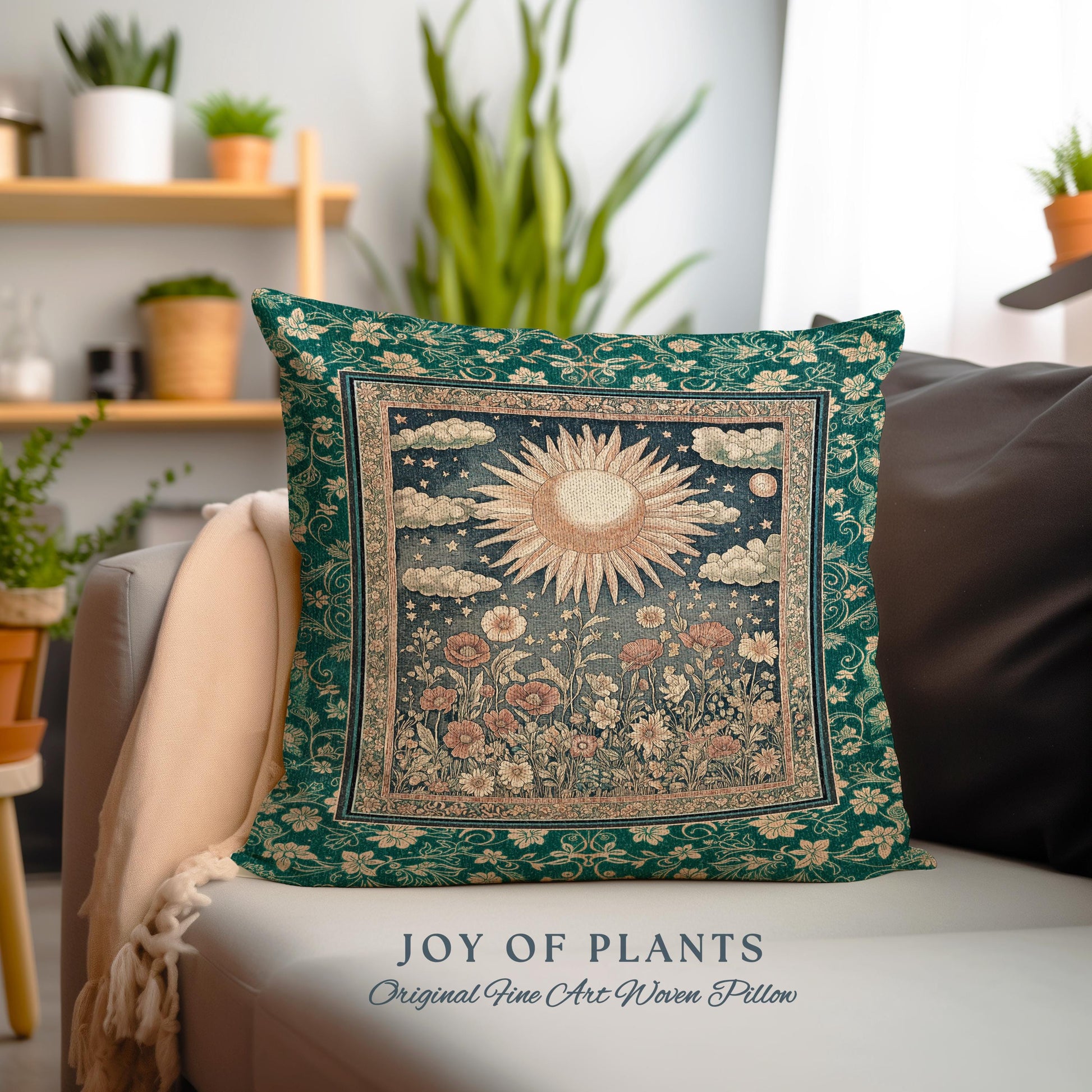 Maximalist Sun Goddess Decorative Tree Cushion Tapestry Throw Pillow