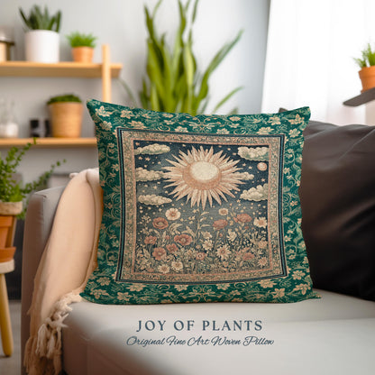 Maximalist Sun Goddess Decorative Tree Cushion Tapestry Throw Pillow