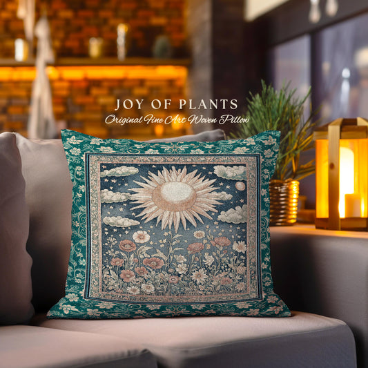 Maximalist Sun Goddess Decorative Tree Cushion Tapestry Throw Pillow