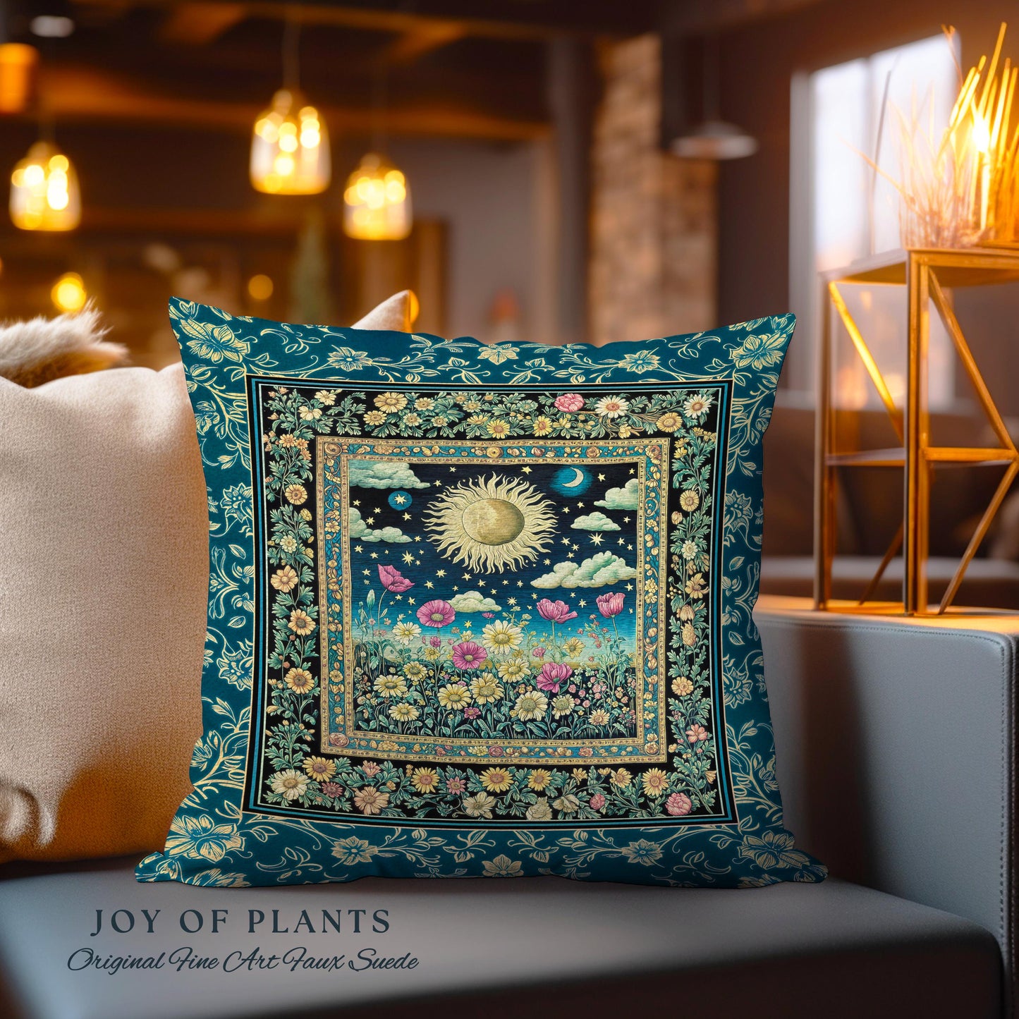Floral Gothic Celestial Decorative Cushion Tapestry Throw Pillow