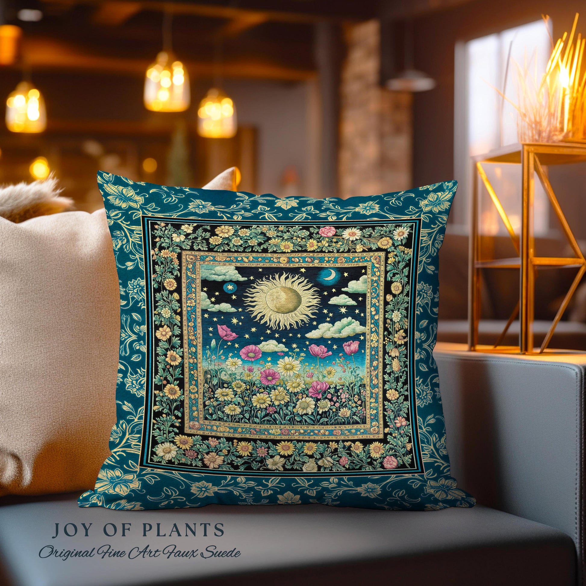 Floral Gothic Celestial Decorative Cushion Tapestry Throw Pillow