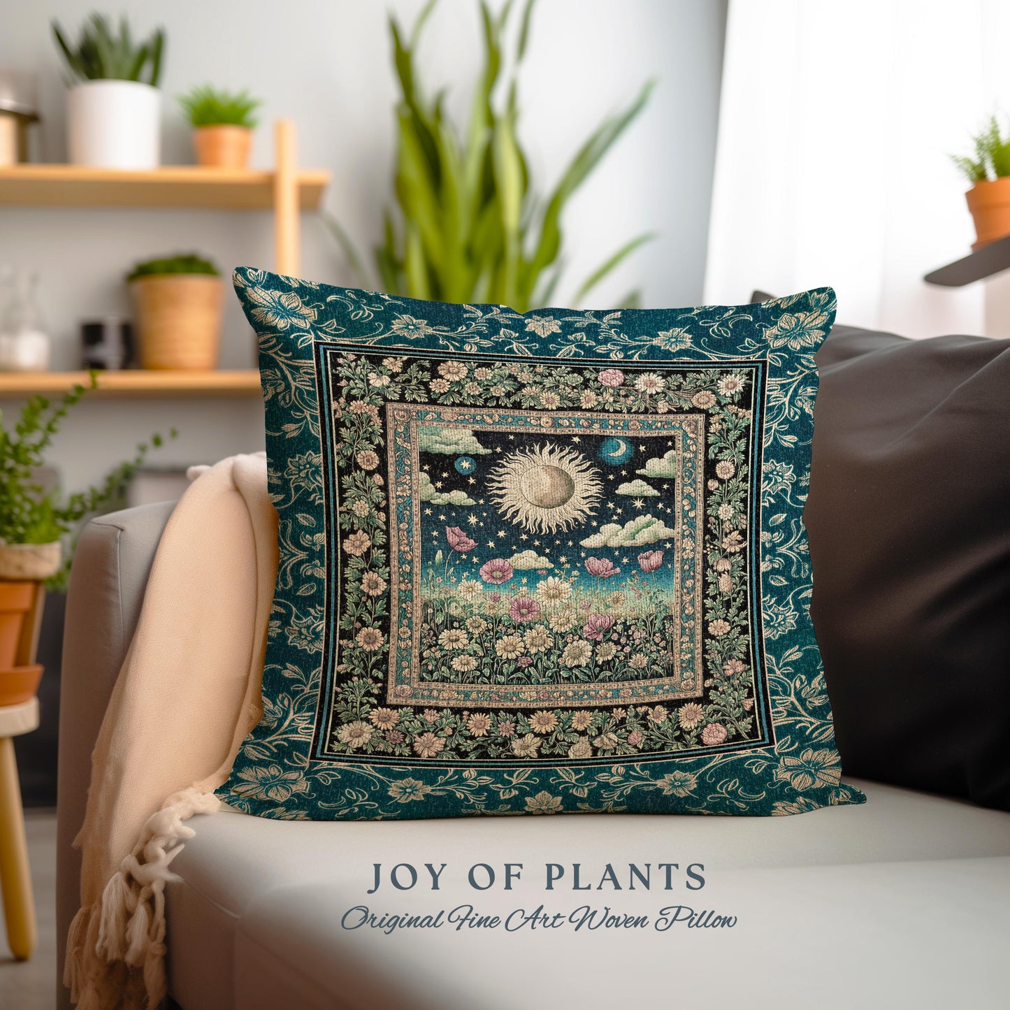 Floral Gothic Celestial Decorative Cushion Tapestry Throw Pillow