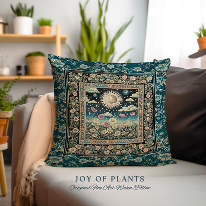 Floral Gothic Celestial Decorative Cushion Tapestry Throw Pillow