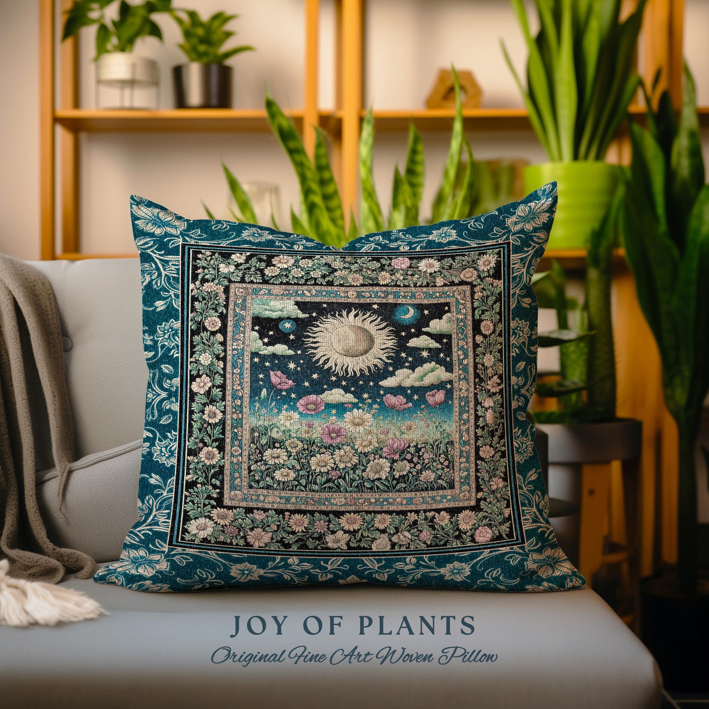 Floral Gothic Celestial Decorative Cushion Tapestry Throw Pillow