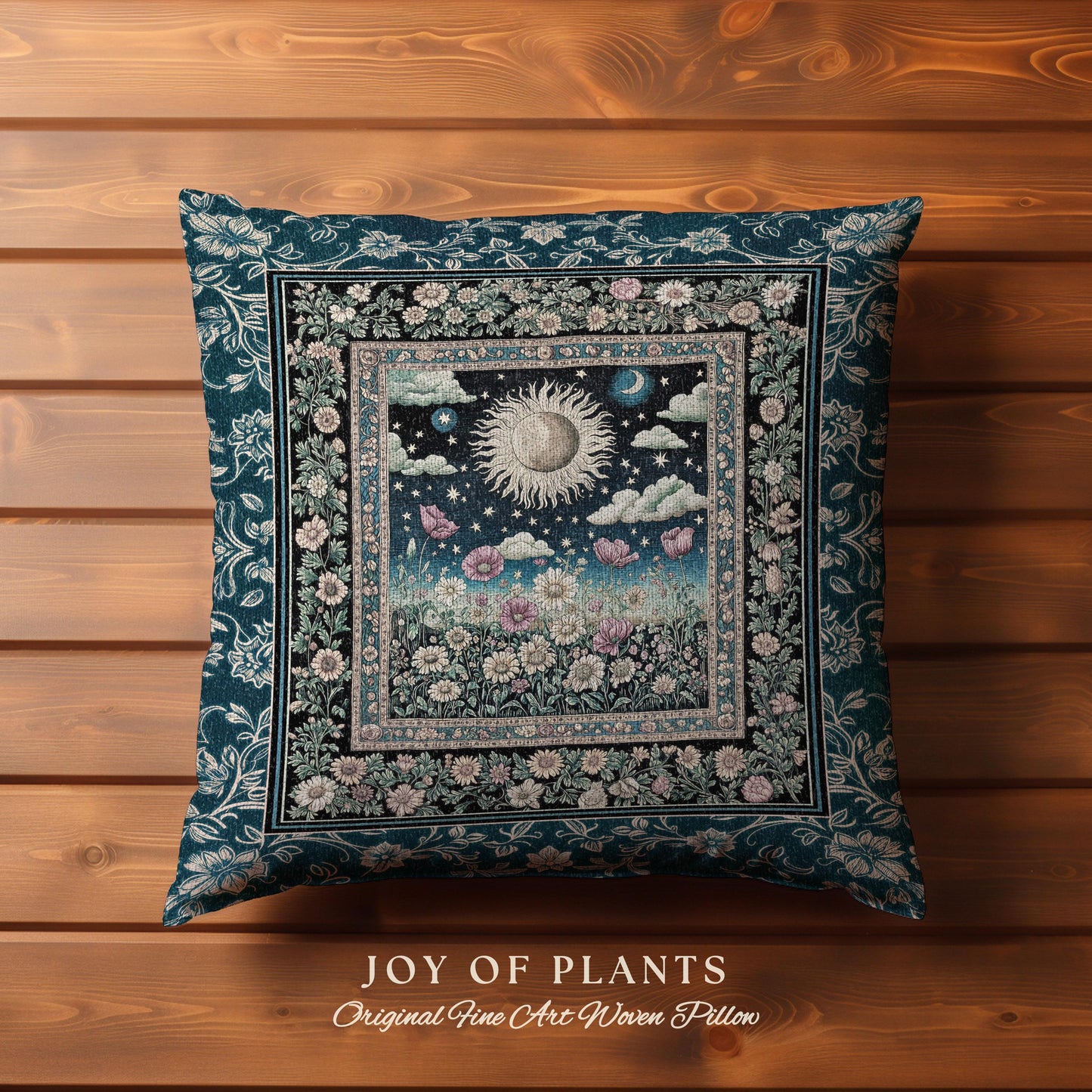 Floral Gothic Celestial Decorative Cushion Tapestry Throw Pillow