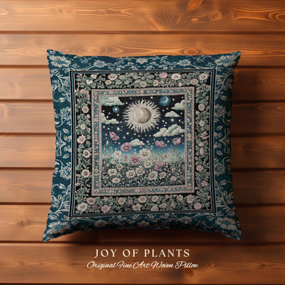 Floral Gothic Celestial Decorative Cushion Tapestry Throw Pillow