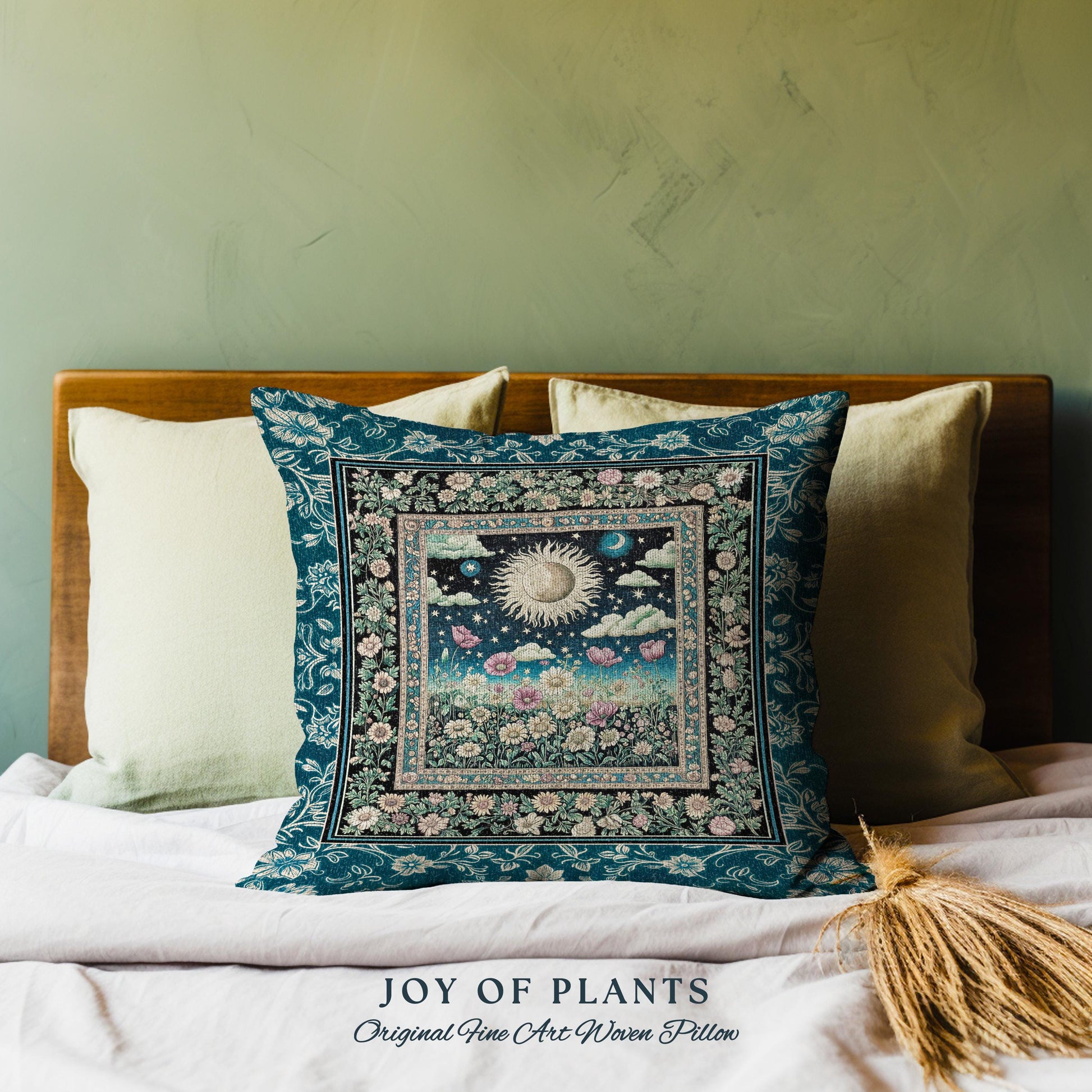 Floral Gothic Celestial Decorative Cushion Tapestry Throw Pillow