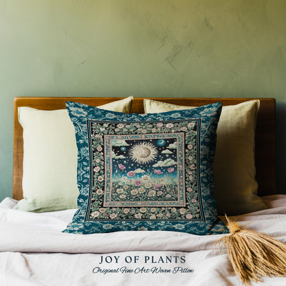 Floral Gothic Celestial Decorative Cushion Tapestry Throw Pillow