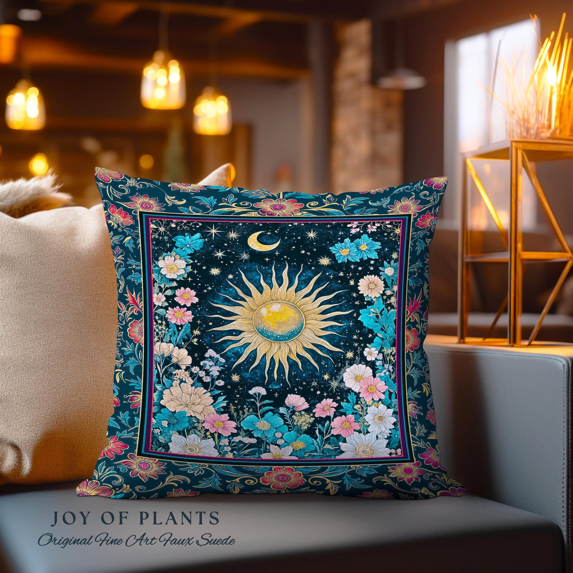 Celestial Sun Rustic Decorative Cushion Tapestry Throw Pillow
