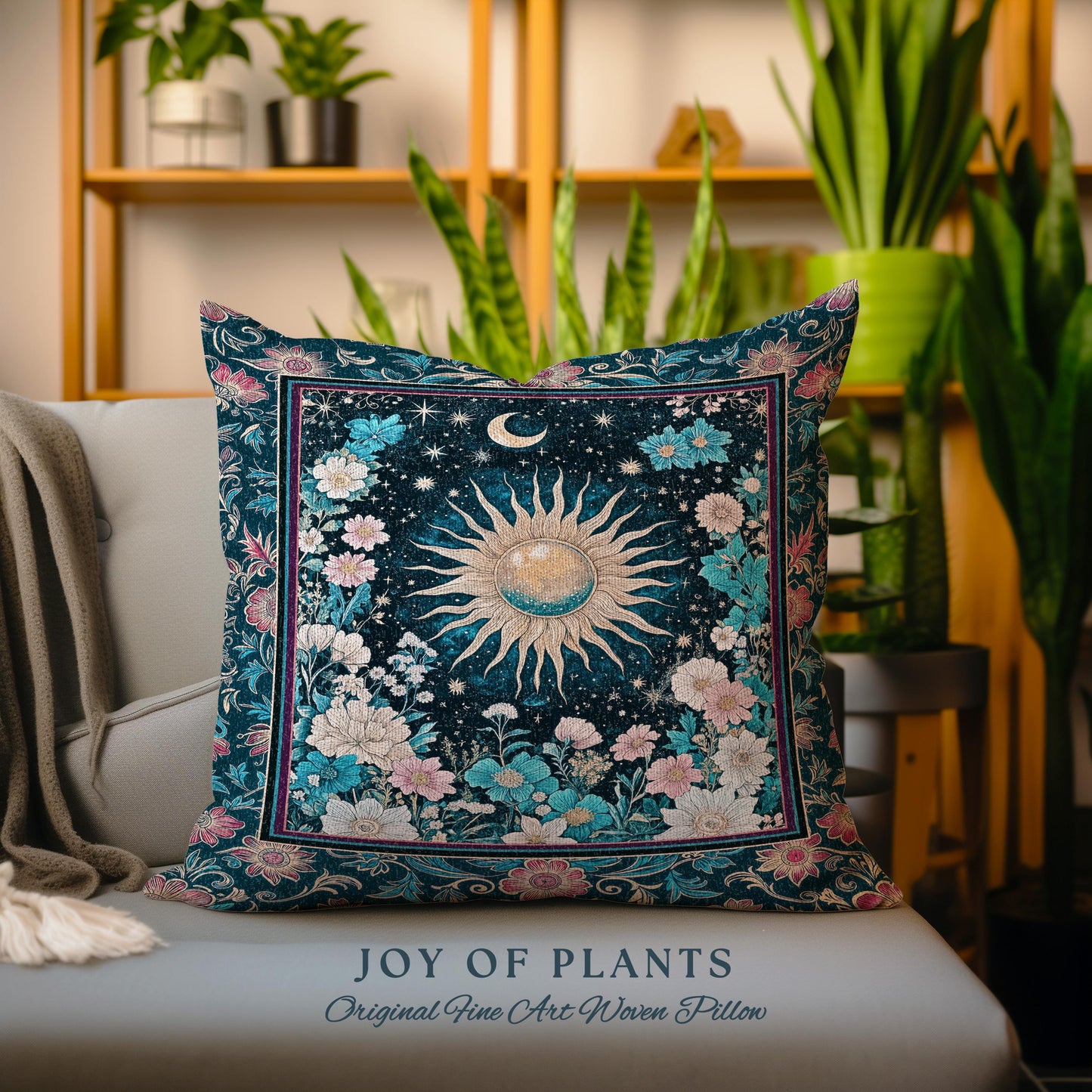 Celestial Sun Rustic Decorative Cushion Tapestry Throw Pillow