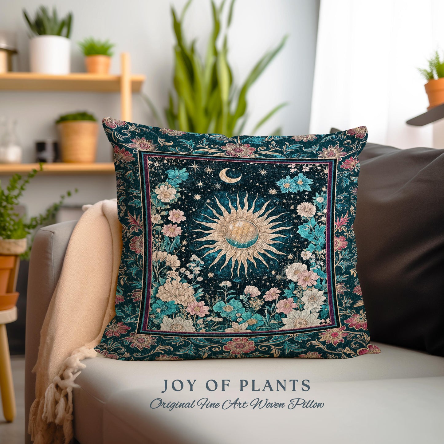 Celestial Sun Rustic Decorative Cushion Tapestry Throw Pillow