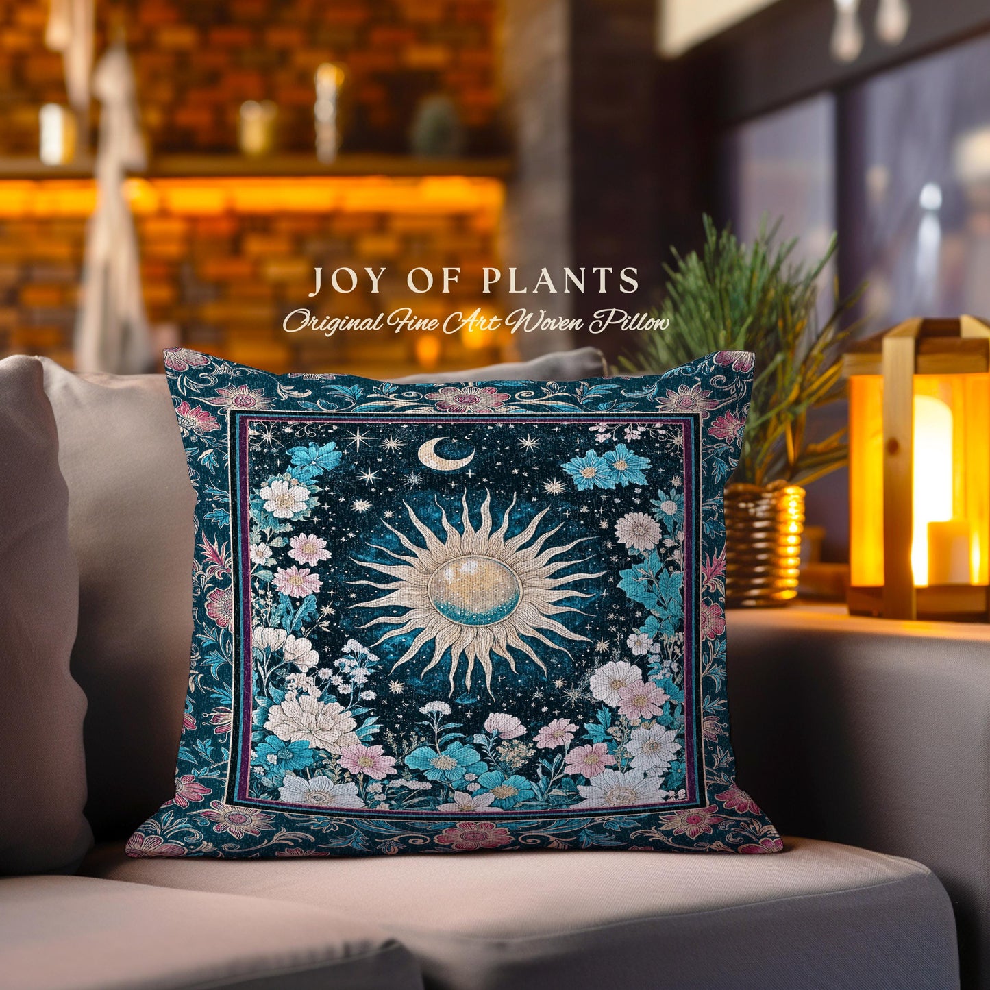 Celestial Sun Rustic Decorative Cushion Tapestry Throw Pillow