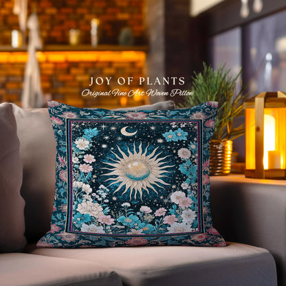 Celestial Sun Rustic Decorative Cushion Tapestry Throw Pillow