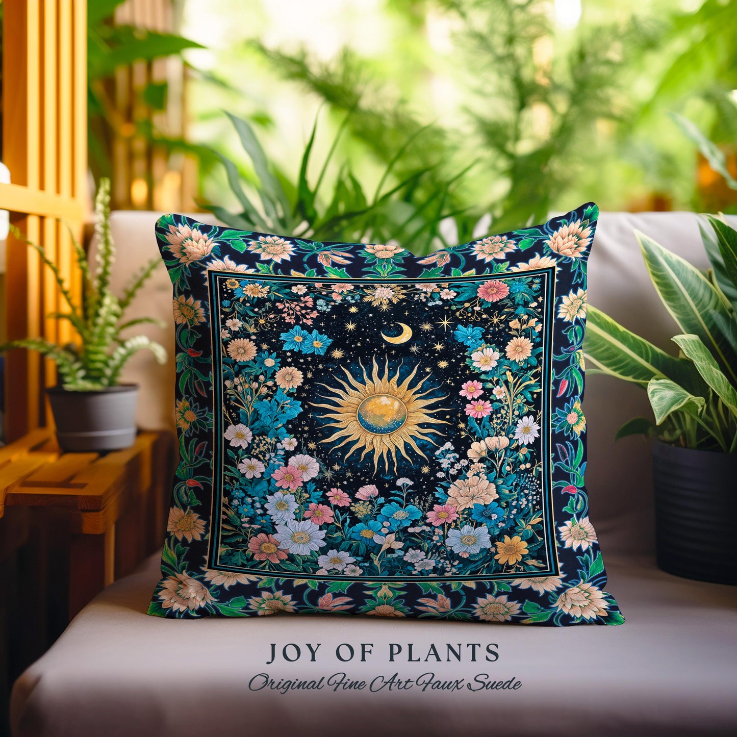 Colorful Maximalist Boho Sun Tapestry Pillow Decorative Throw Cushion