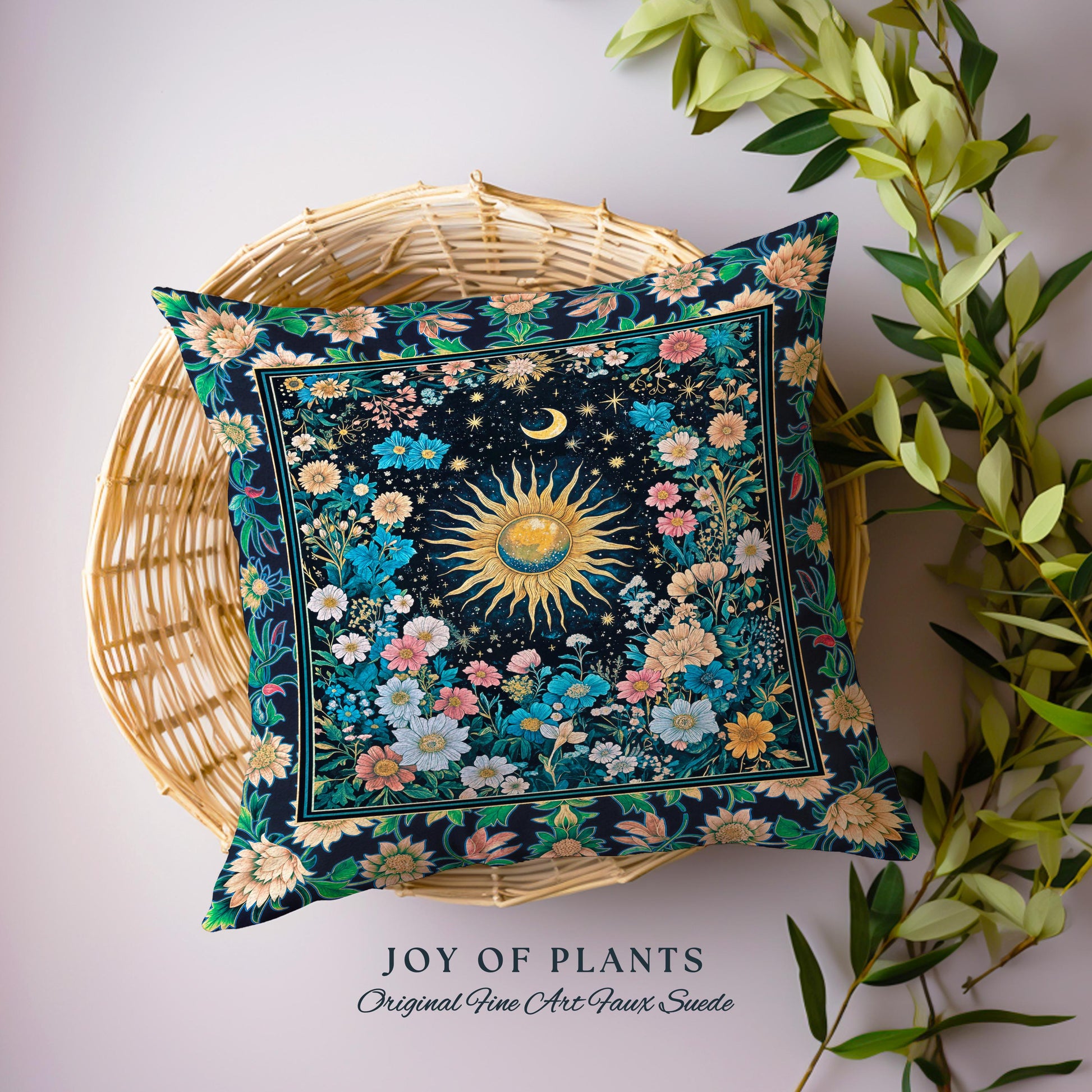 Colorful Maximalist Boho Sun Tapestry Pillow Decorative Throw Cushion